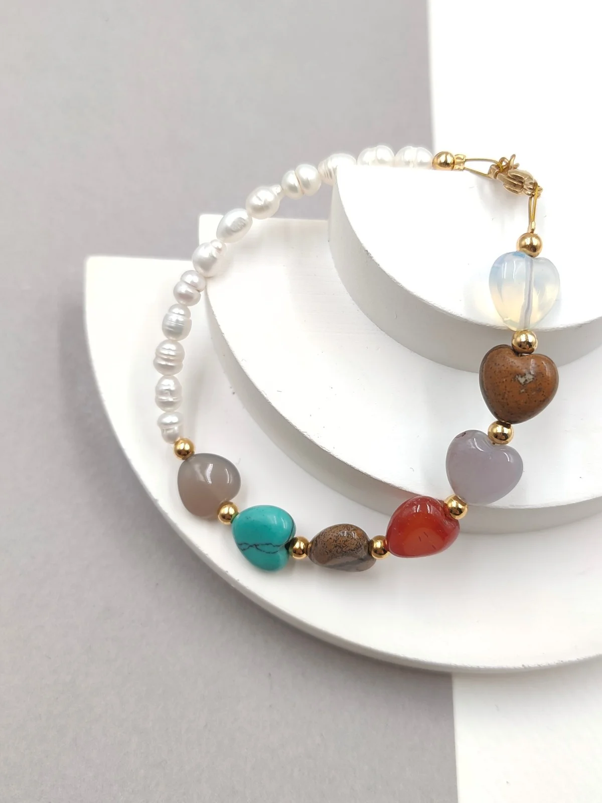 Bracelet with Pearls and Hearts by Magis Handmade Jewels – view 4