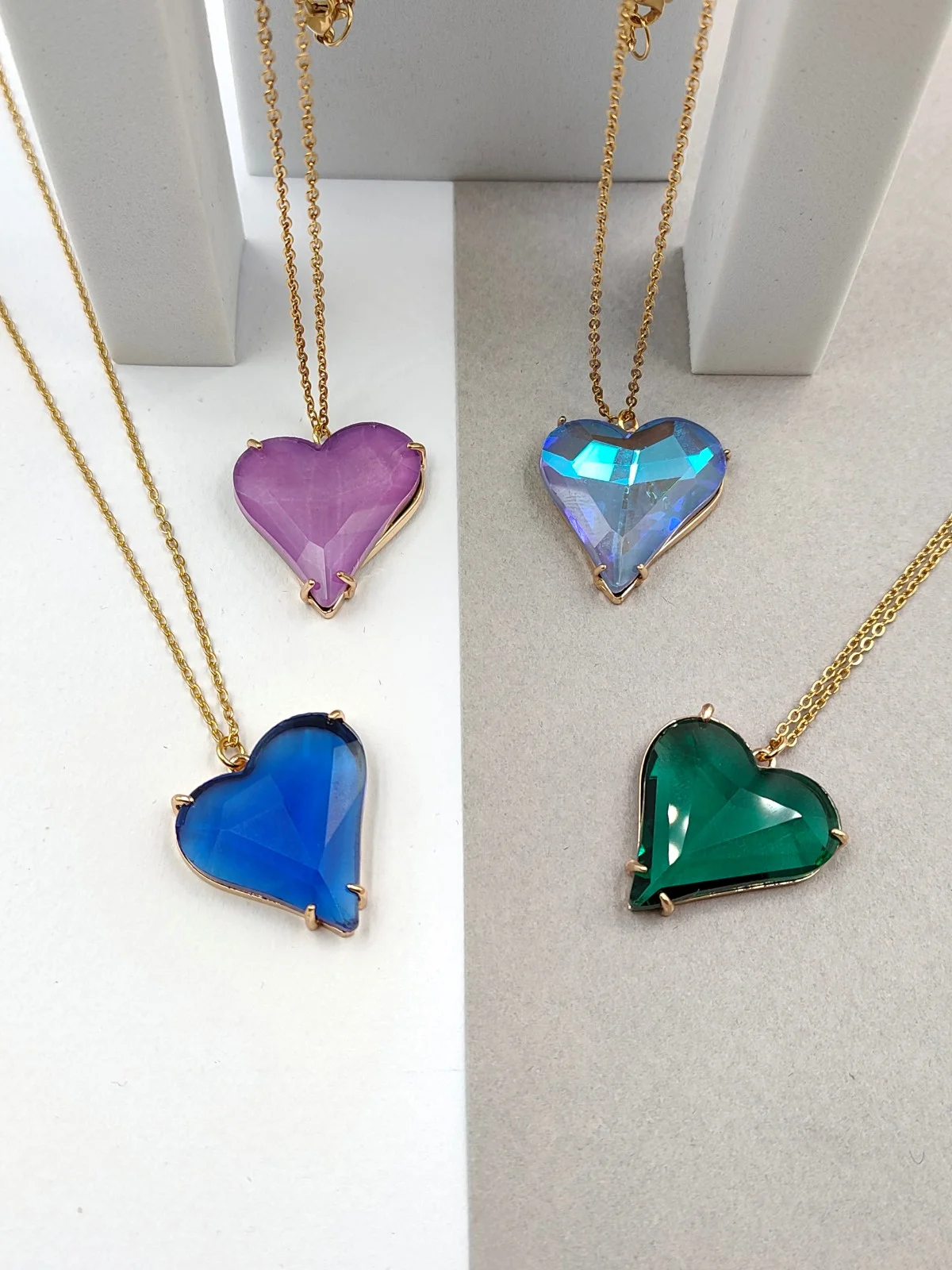 Stainless Steel Necklace with Crystal Heart by Magis Handmade Jewels – view 2