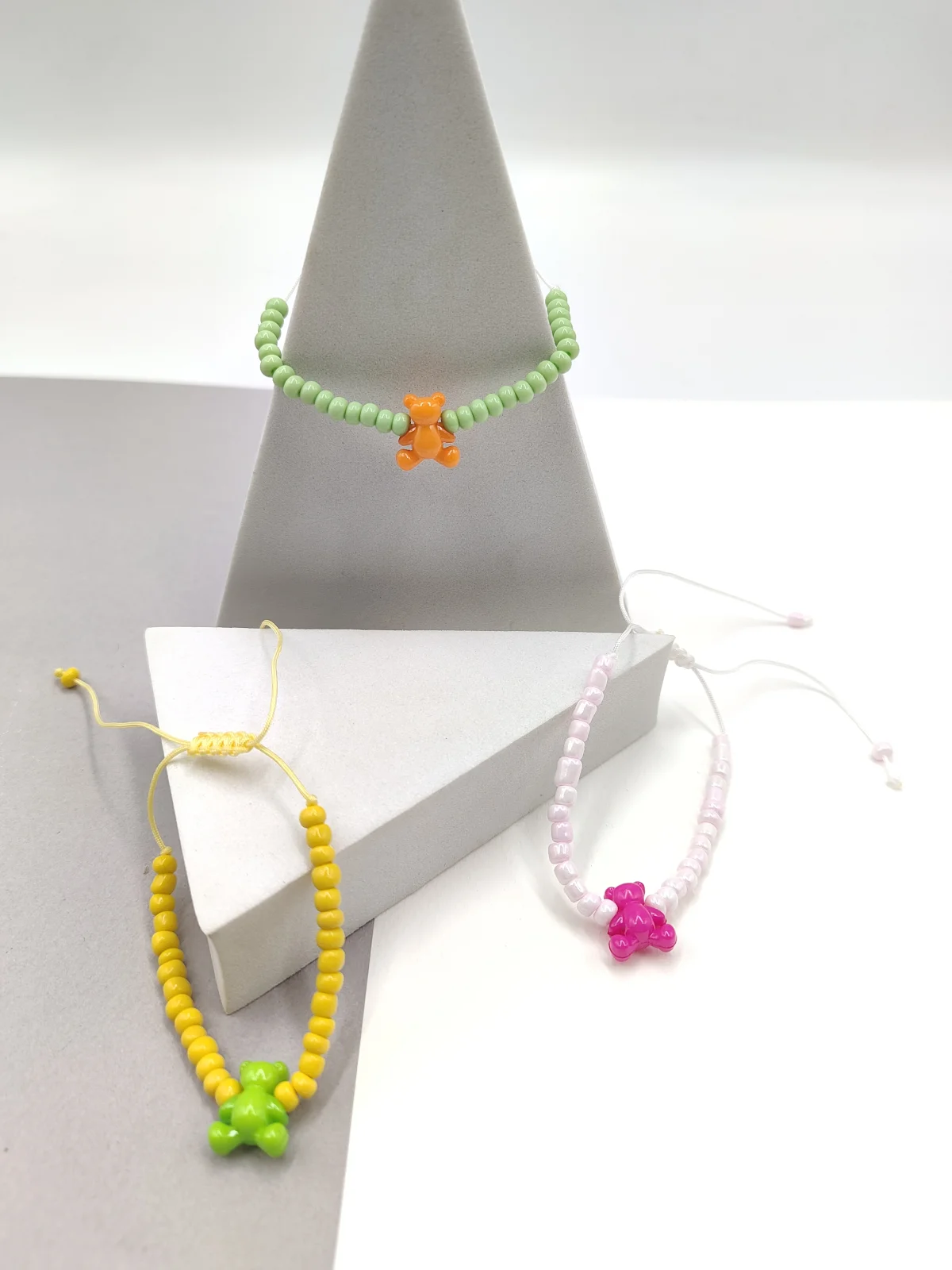 Bracelet with Glass Beads and Acrylic Teddy Bear by Magis Handmade Jewels – view 2