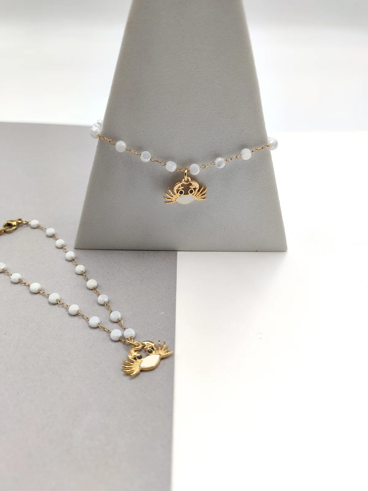 Stainless Steel Anklet with Crystals by Magis Handmade Jewels – view 3