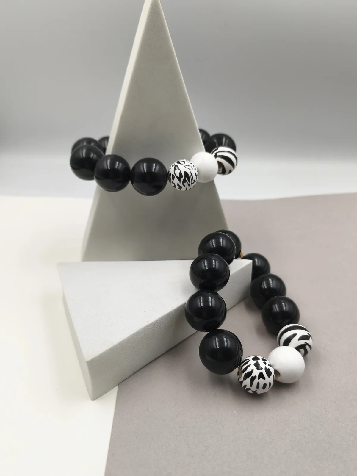Bracelet with Large Glass and Wooden Beads by Magis Handmade Jewels – view 2