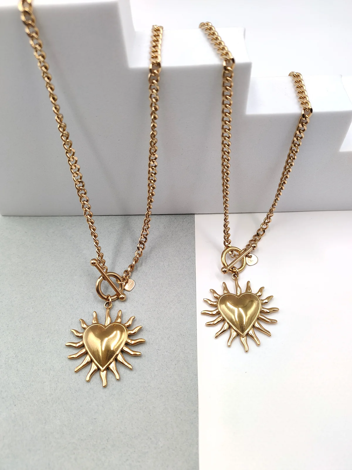 Stainless Steel Necklace with Heart and Rays by Magis Handmade Jewels – view 3