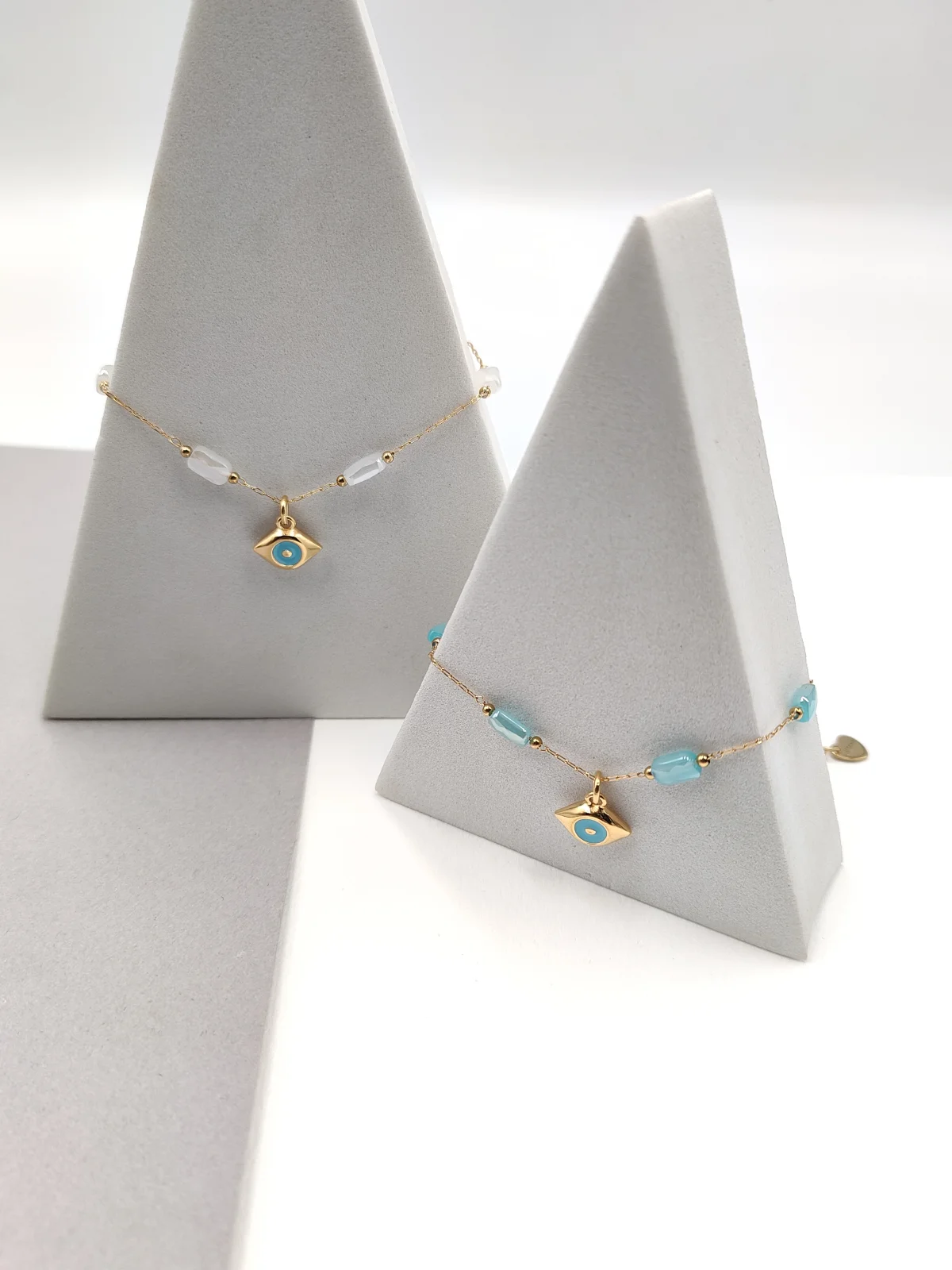 Stainless Steel Bracelet with Crystals and Gold-Plated Enamel Evil Eye by Magis Handmade Jewels – view 2