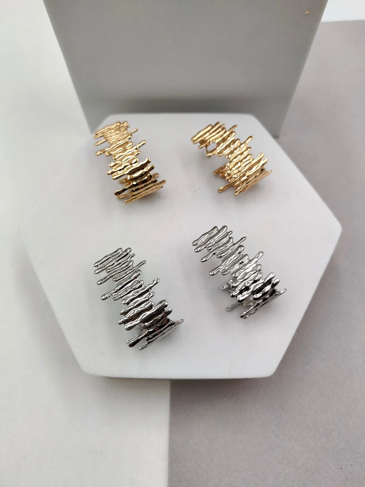 Stainless Steel Multi-Strand Hook Earrings by Magis Handmade Jewels – view 2