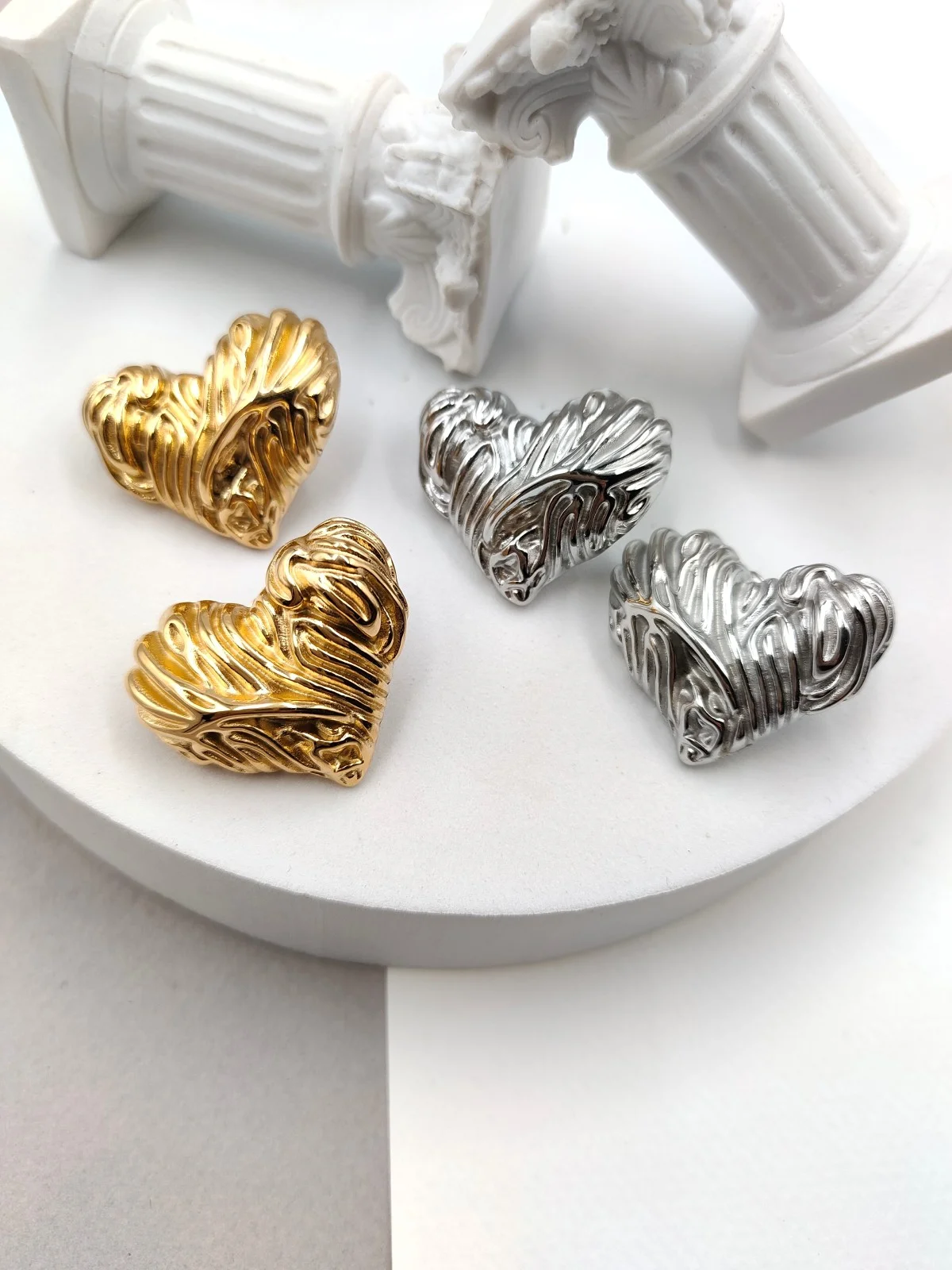 Stainless Steel Heart Earrings #691511