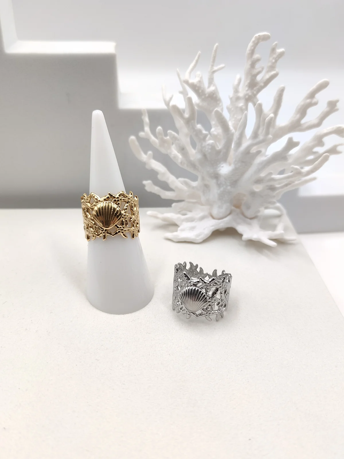 Stainless Steel Ring with Embossed Summer Motif #552895