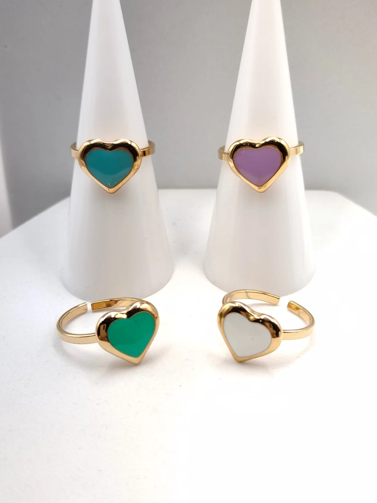 Stainless Steel Ring with Heart and Enamel by Magis Handmade Jewels – view 2