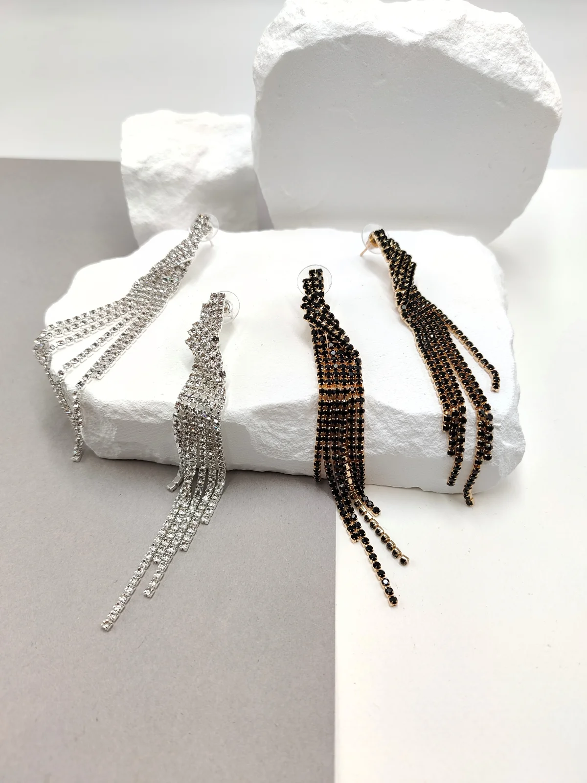 Gold-Plated Earrings with Rhinestones by Magis Handmade Jewels – view 2