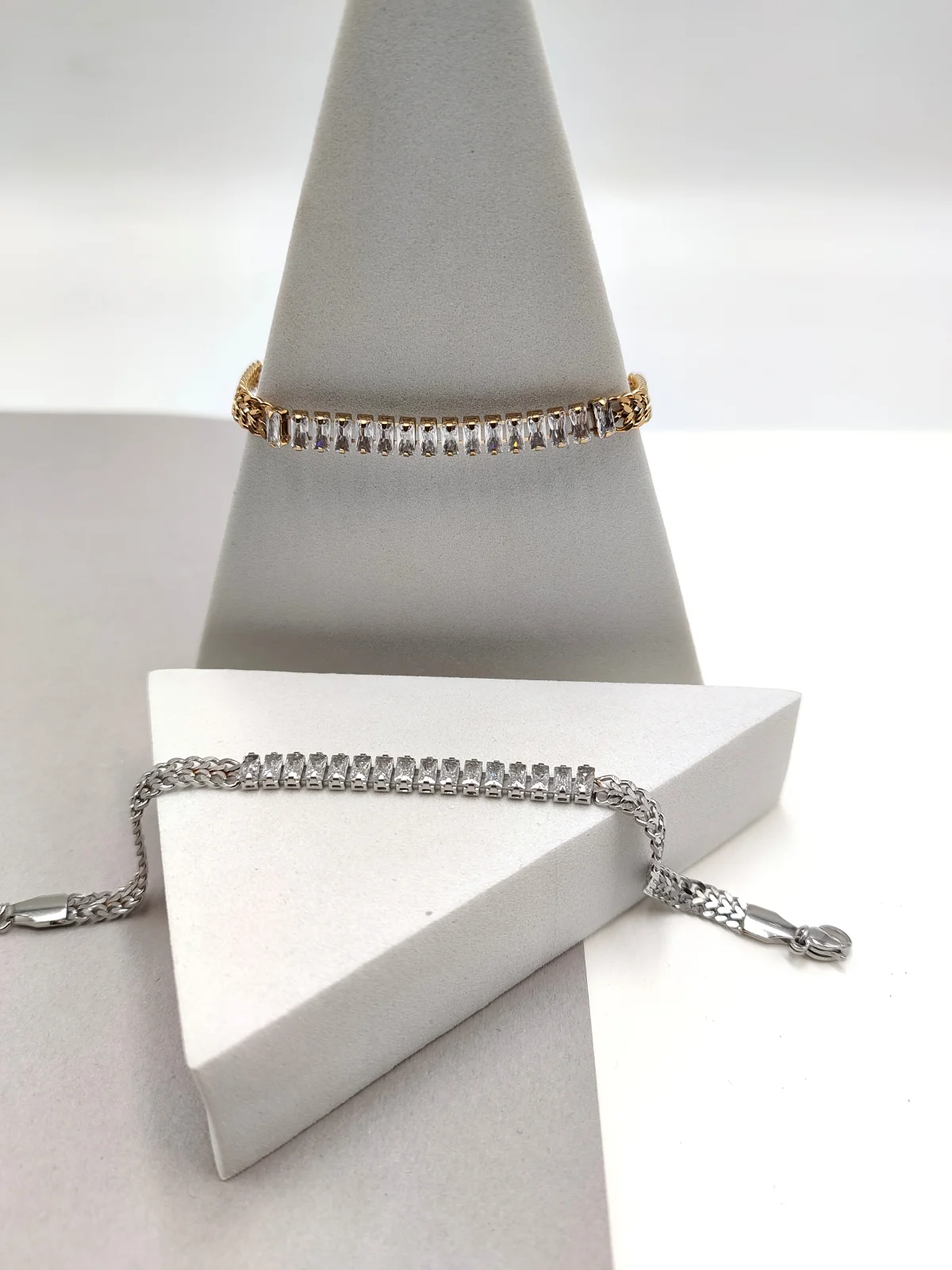 Stainless Steel Bracelet with Rhinestones #723093