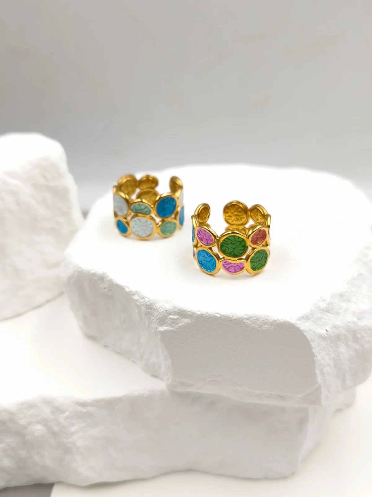 Stainless Steel Ring with Enamel by Magis Handmade Jewels – view 2