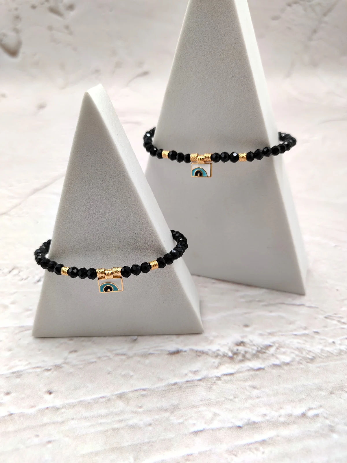 Bracelet with Crystals and Gold-Plated Evil Eye by Magis Handmade Jewels – view 3