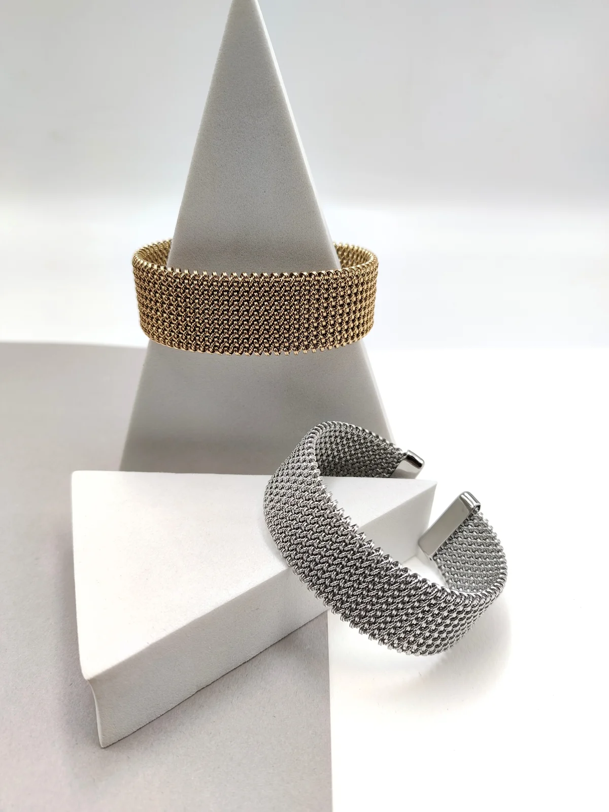 Stainless Steel Bracelet with Woven Face #793100
