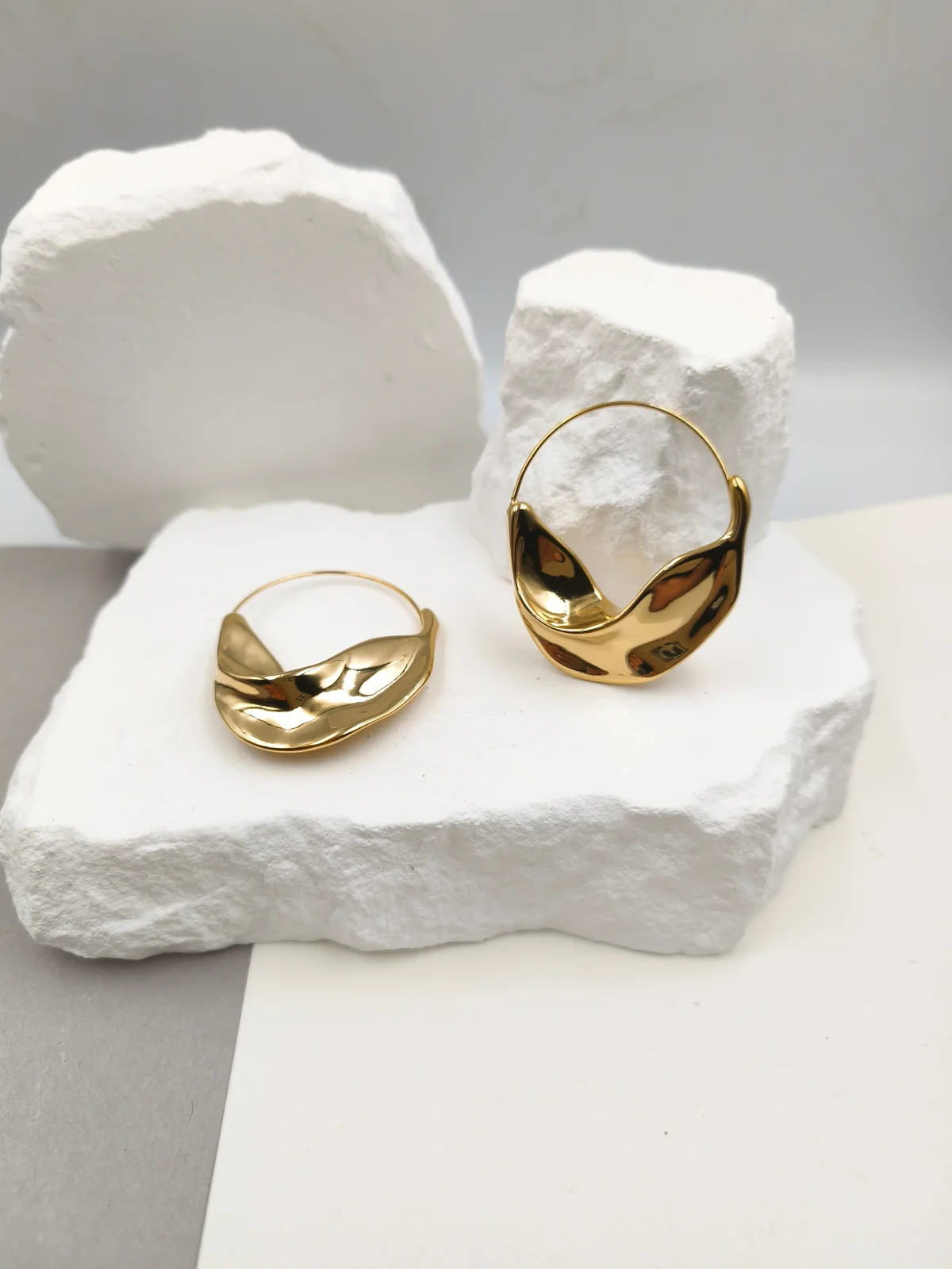 Stainless Steel Earrings with Embossed Surface by Magis Handmade Jewels – view 2
