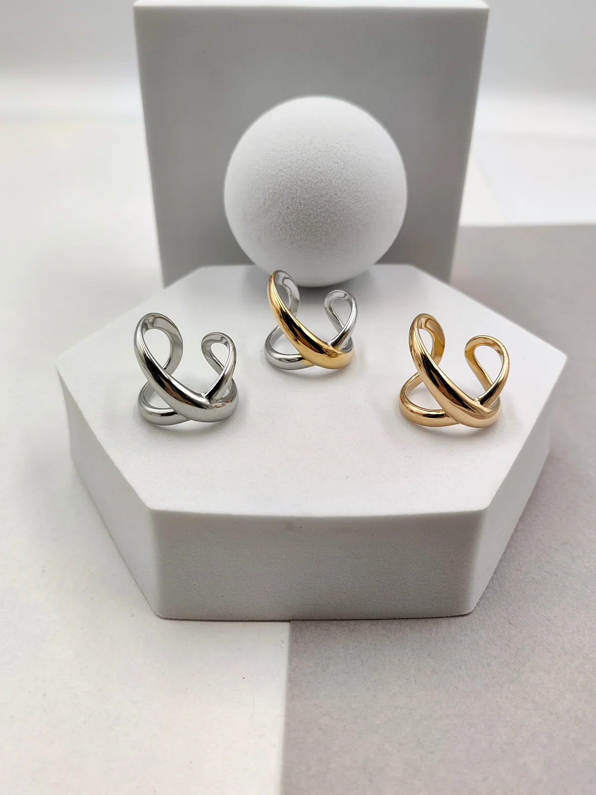 Stainless Steel Crossover Ring by Magis Handmade Jewels – view 2