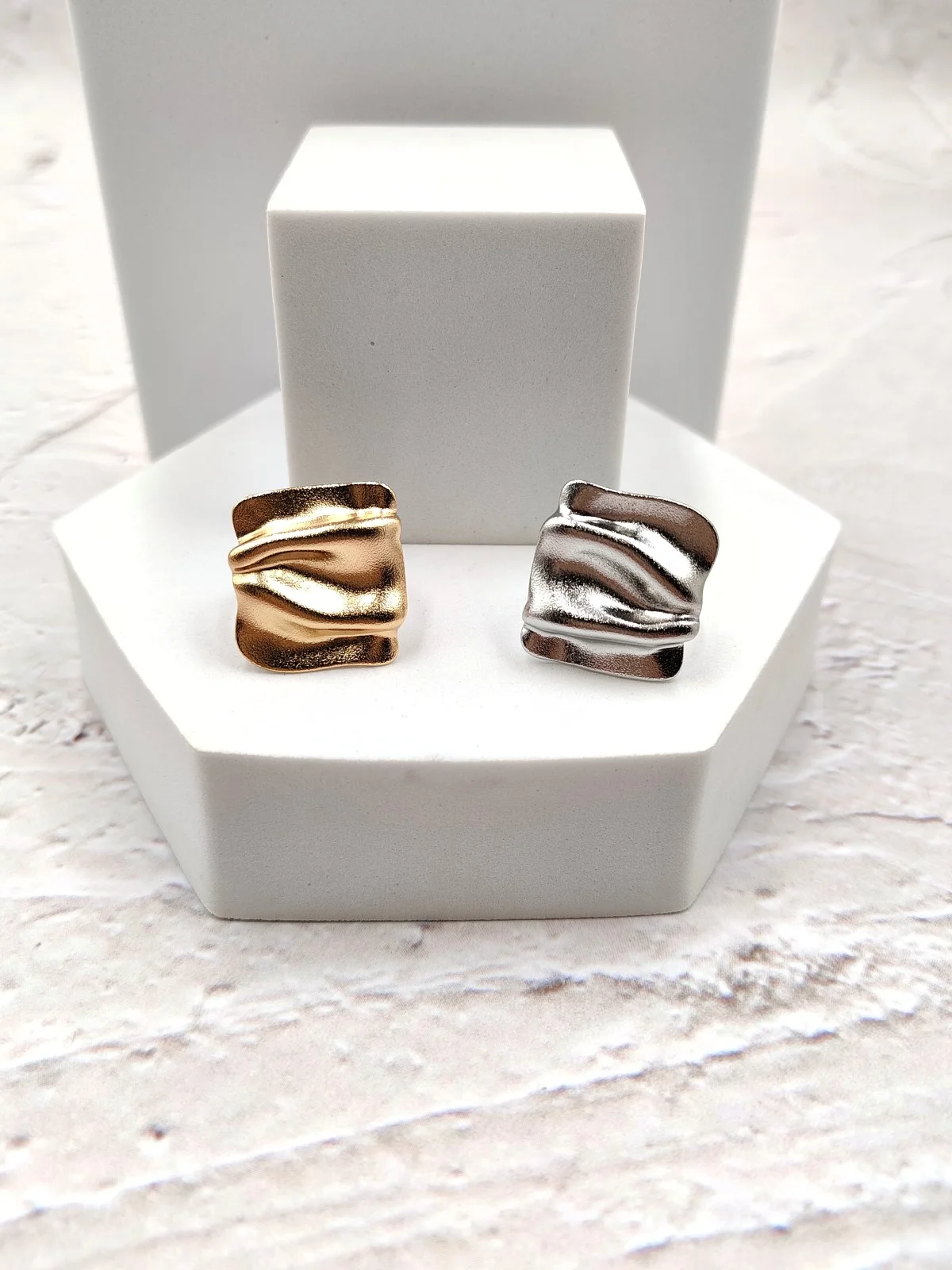 Stainless Steel Square Embossed Ring by Magis Handmade Jewels – view 3