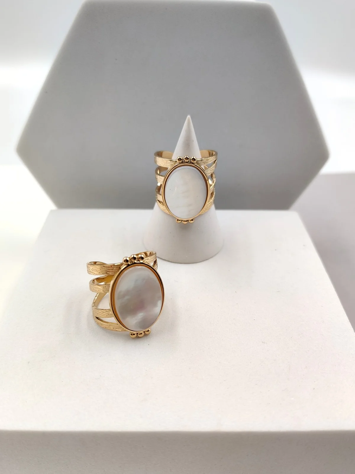 Stainless Steel Ring with Mother-of-Pearl #652093