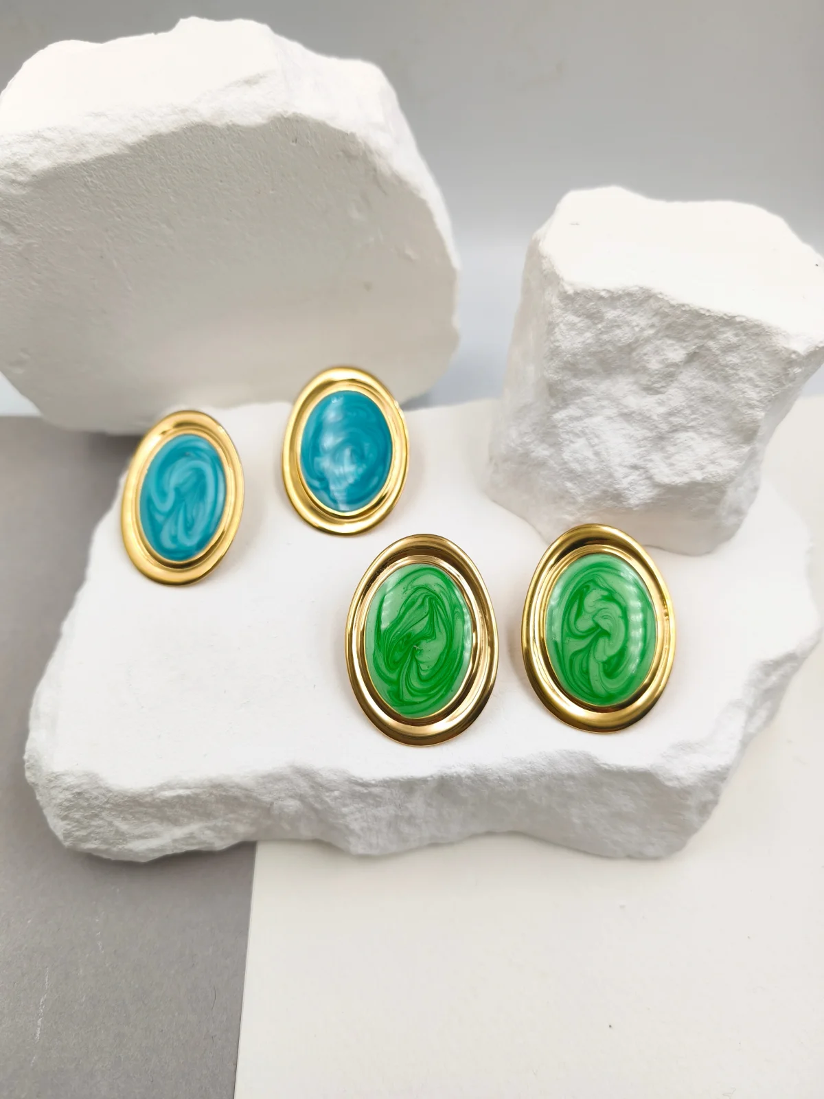 Stainless Steel Earrings with Enamel by Magis Handmade Jewels – view 2