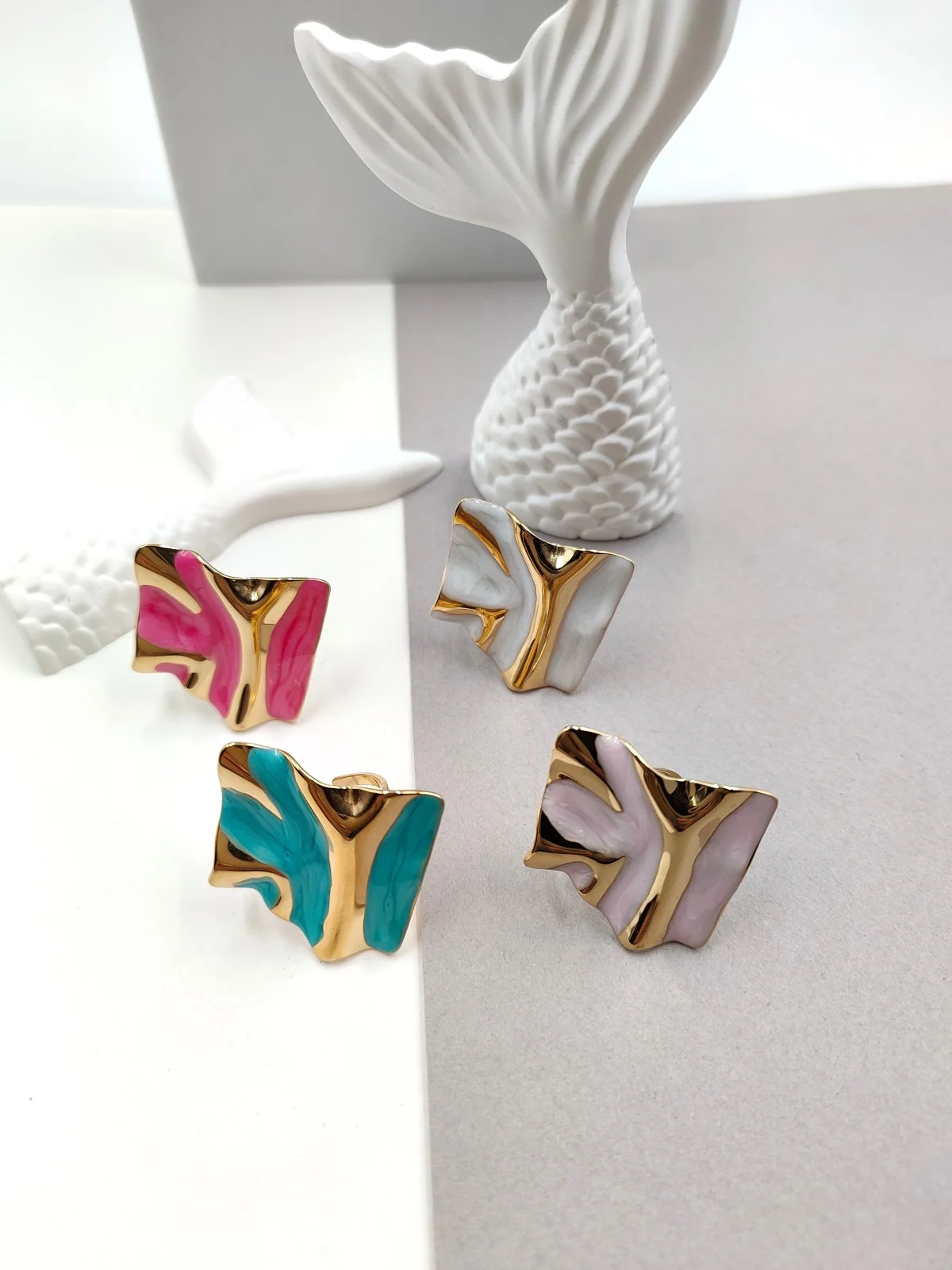 Stainless Steel Ring with Enamel by Magis Handmade Jewels – view 2