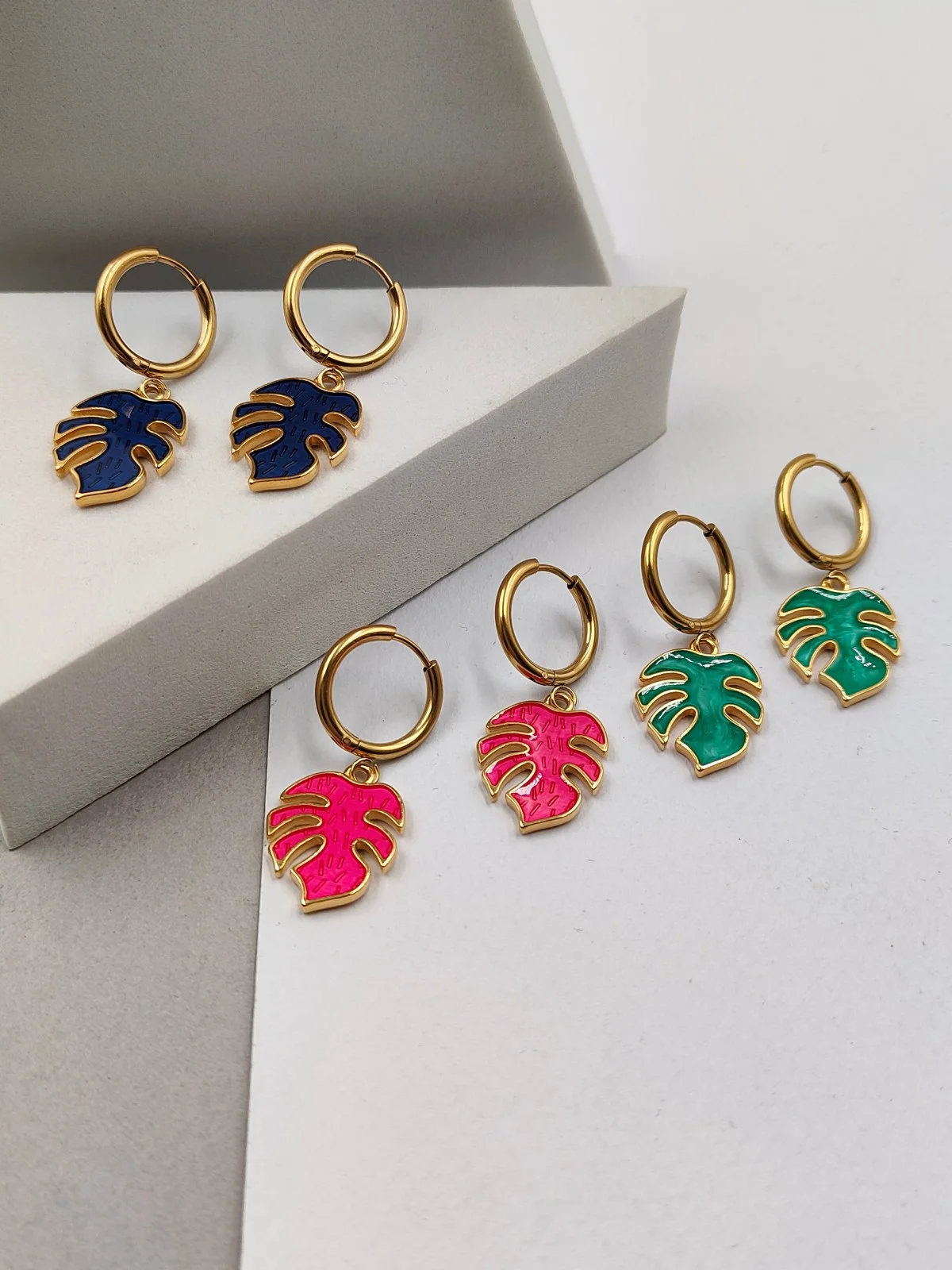 Stainless Steel Earrings with Enamel by Magis Handmade Jewels – view 3