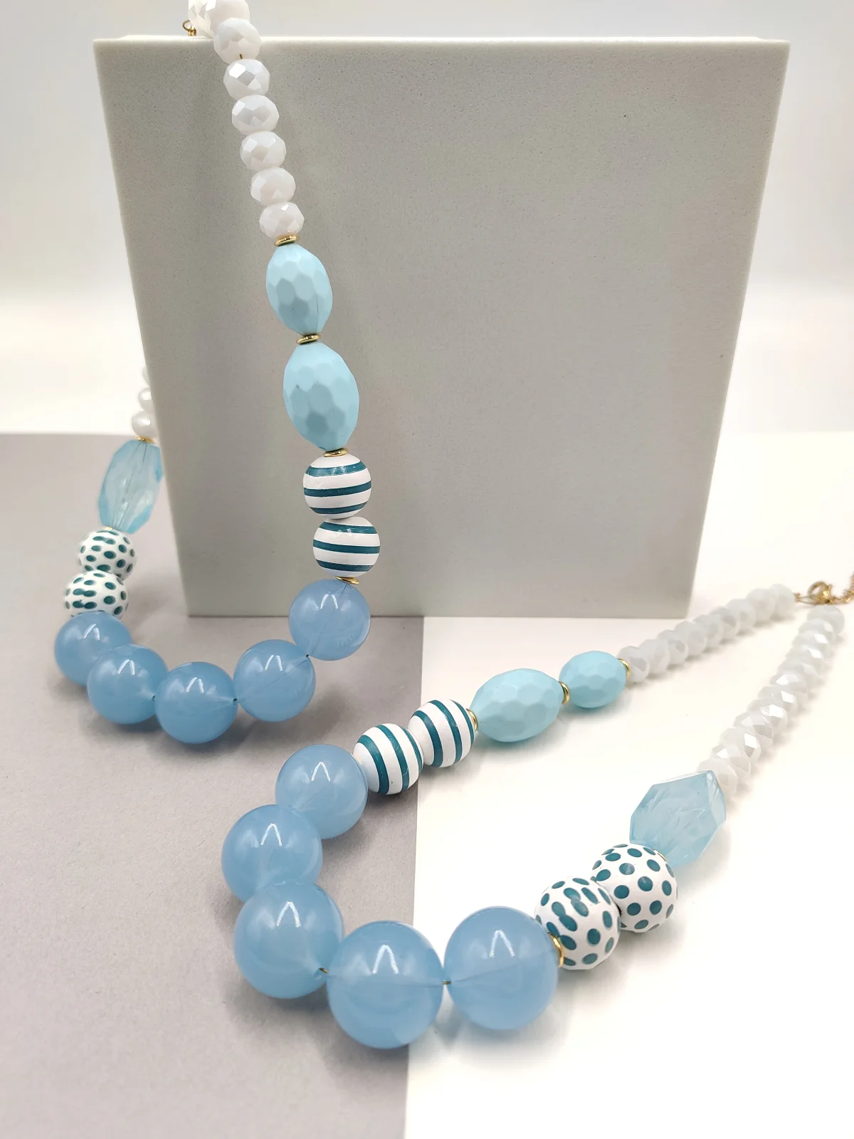 Necklace with Crystals, Acrylic and Wooden Beads by Magis Handmade Jewels – view 3