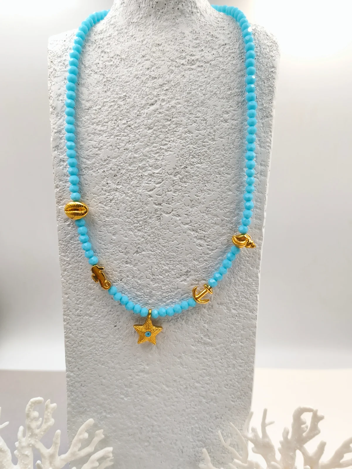 Necklace with Crystals and Gold-Plated Details by Magis Handmade Jewels – view 2
