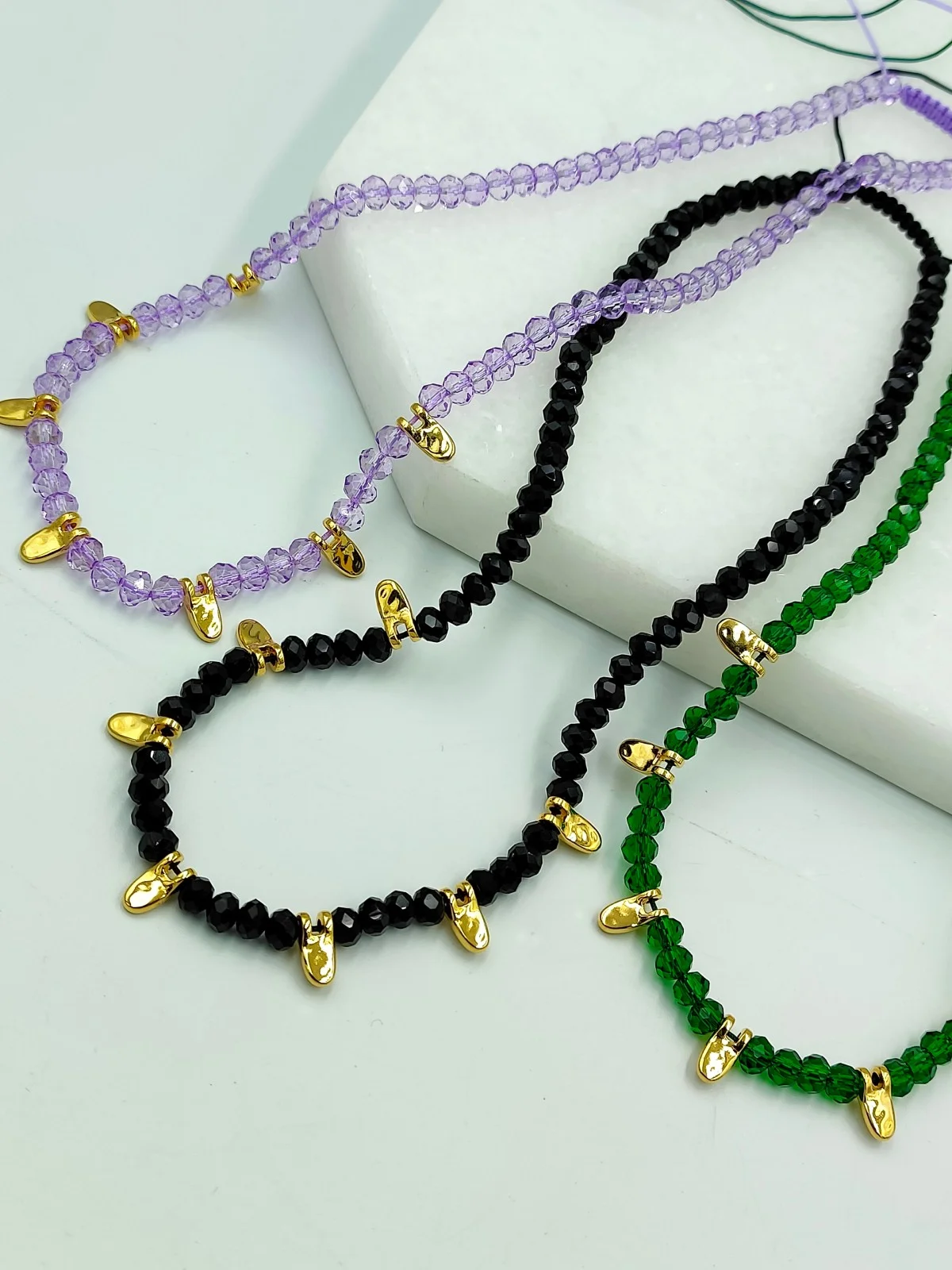 Necklace with Crystals and Gold-Plated Details by Magis Handmade Jewels – view 3