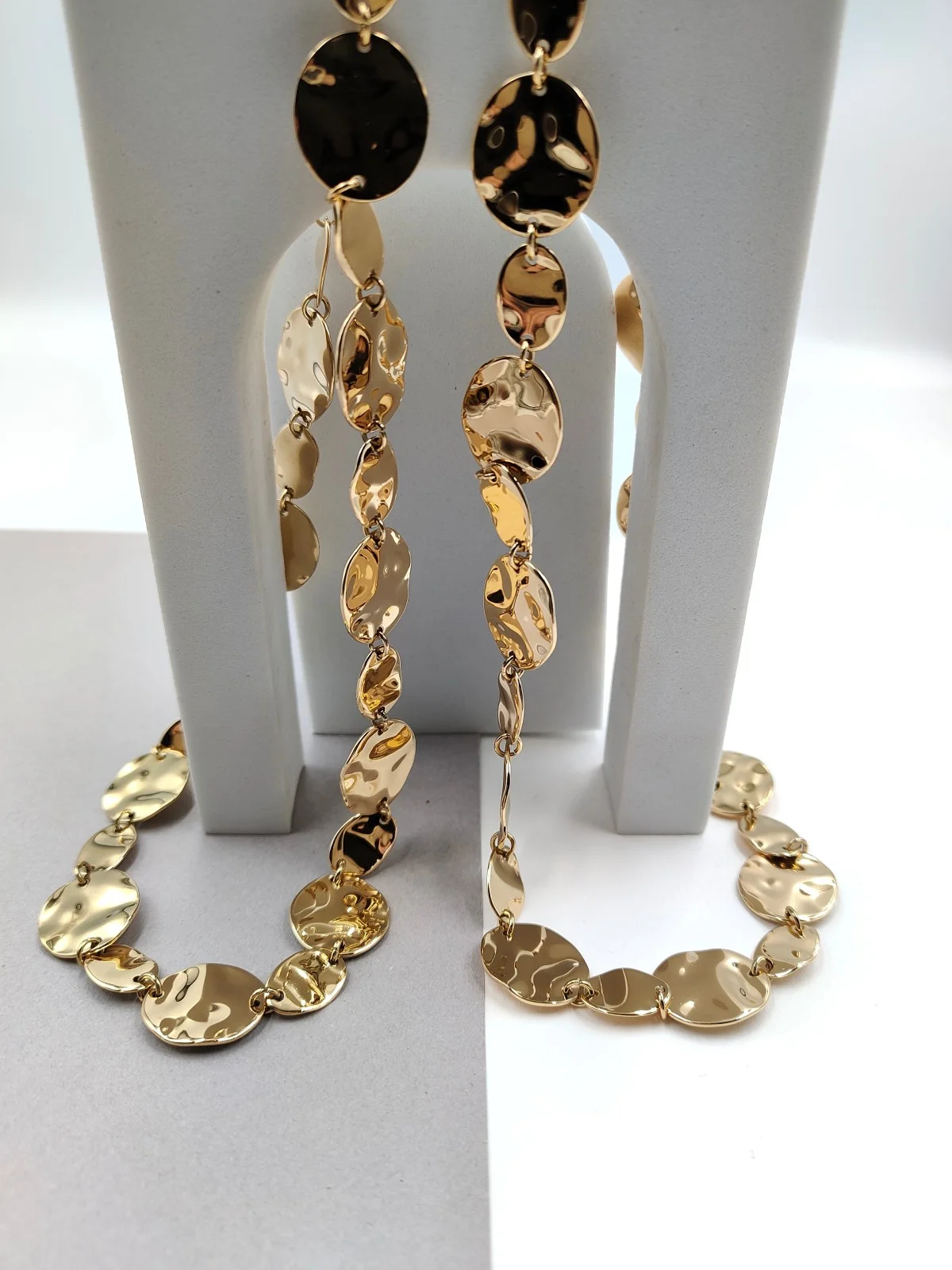 Stainless Steel Necklace with Hammered Circles by Magis Handmade Jewels – view 4