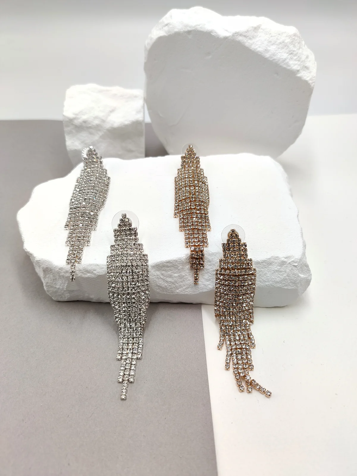 Gold-Plated Earrings with Rhinestones by Magis Handmade Jewels – view 2