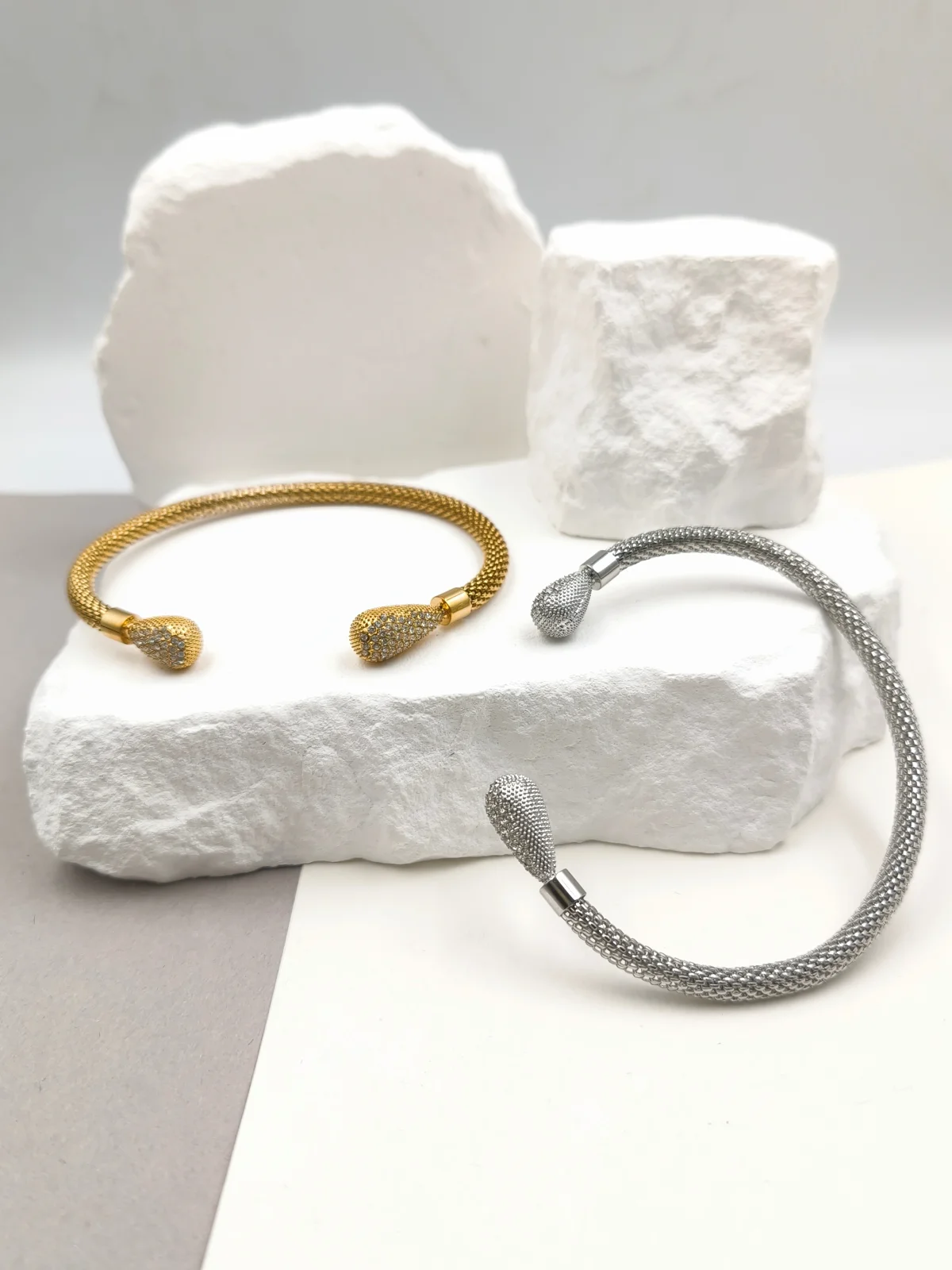 Stainless Steel Bracelet with Drops and Zircon by Magis Handmade Jewels – view 2