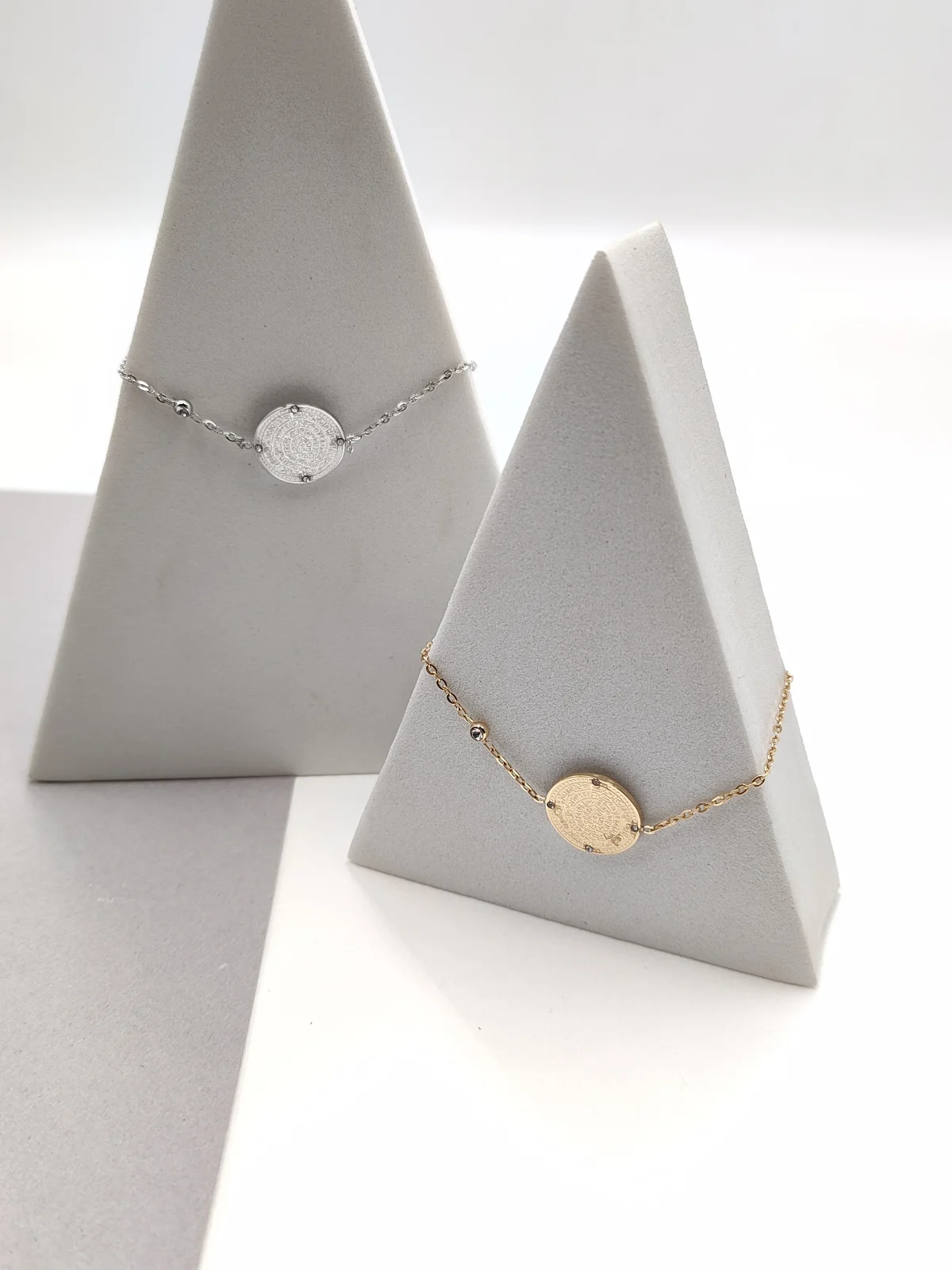 Stainless Steel Bracelet with Embossed Phaistos Disc by Magis Handmade Jewels – view 2