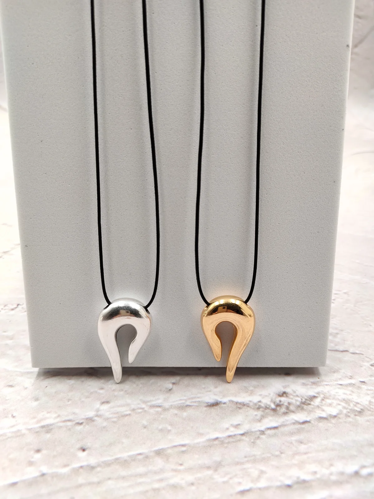 Long Necklace with Cord and Irregular Motif by Magis Handmade Jewels – view 3