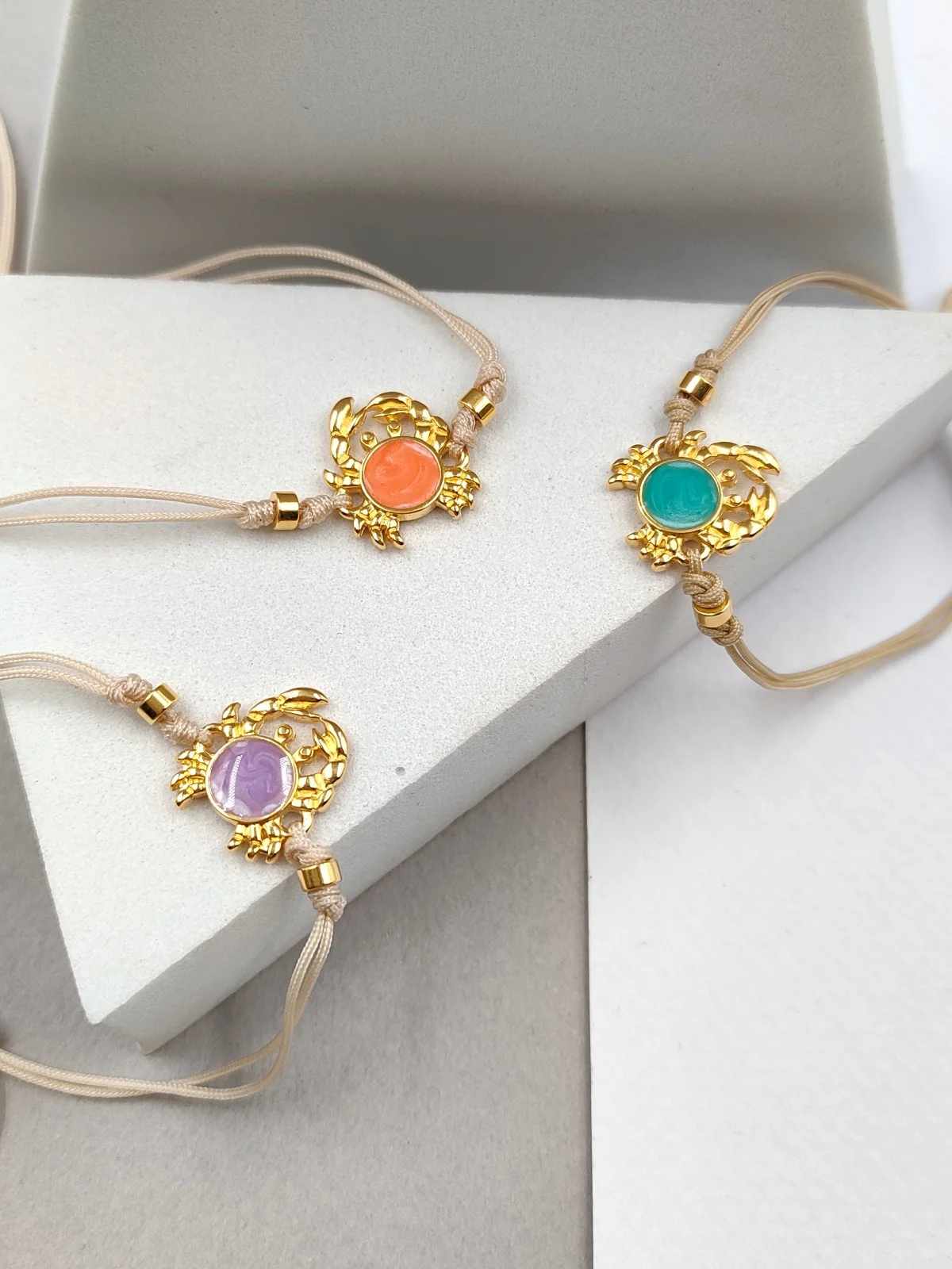 Bracelet with Cord and Gold-Plated Enamel Little Crab by Magis Handmade Jewels – view 2