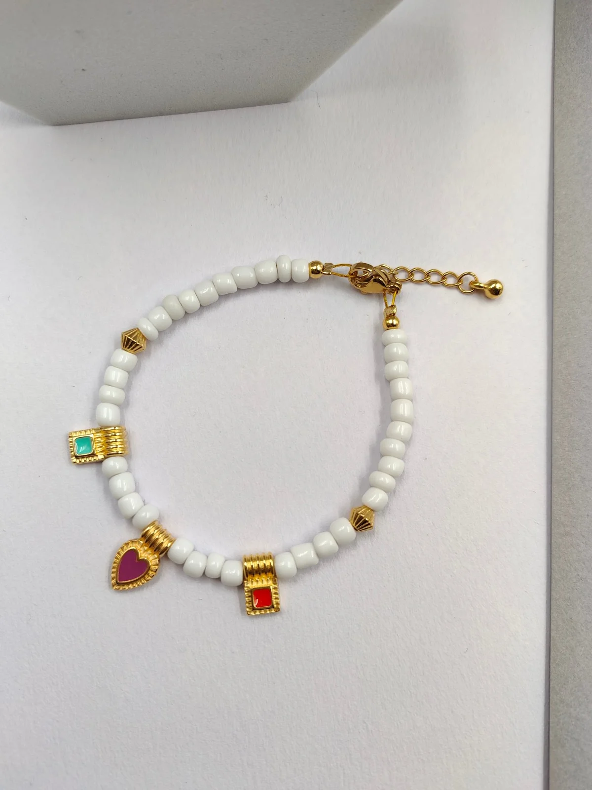 Bracelet with Beads and Gold-Plated Enamel Details by Magis Handmade Jewels – view 2