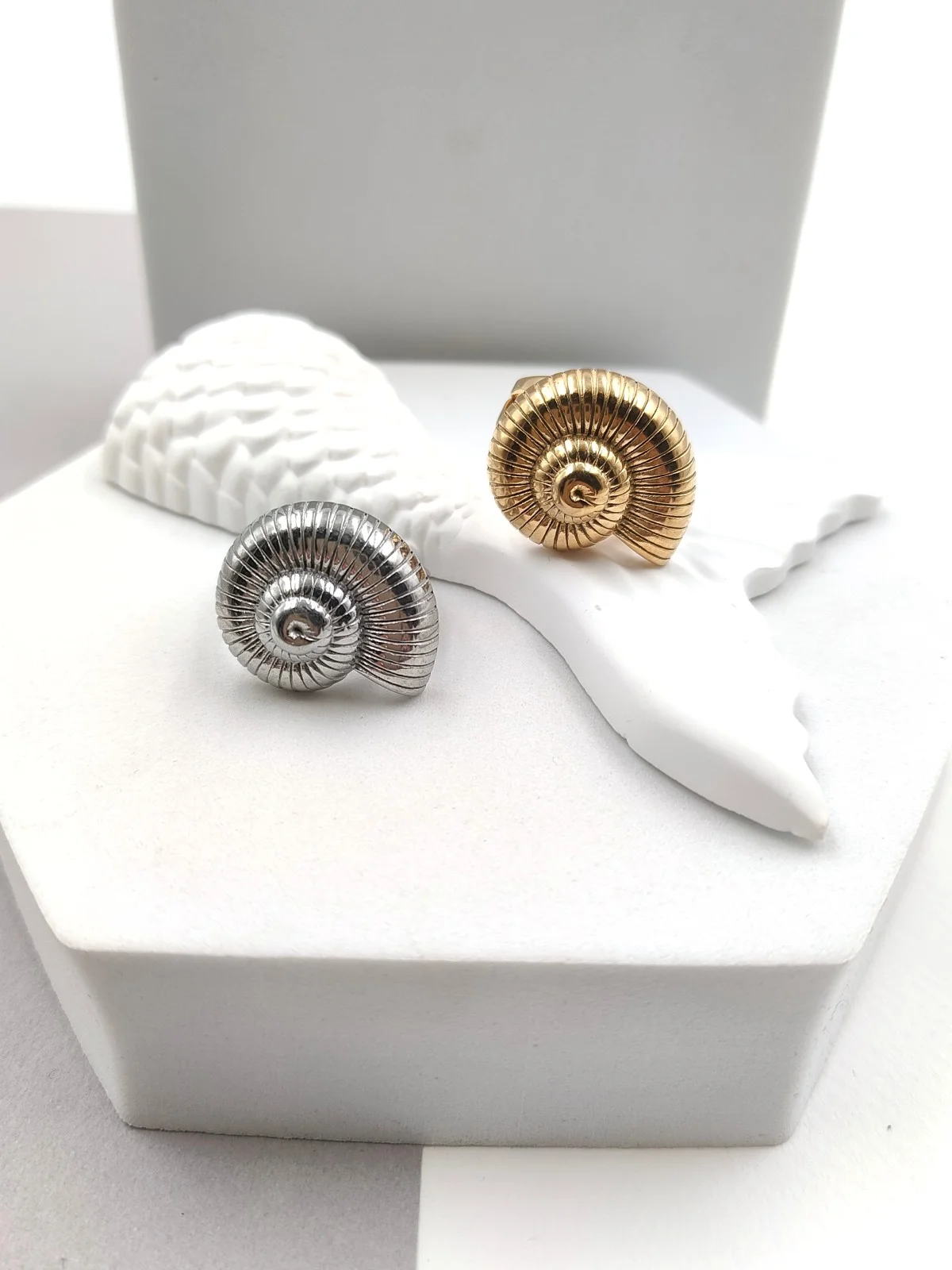 Stainless Steel Embossed Seashell Ring by Magis Handmade Jewels – view 3