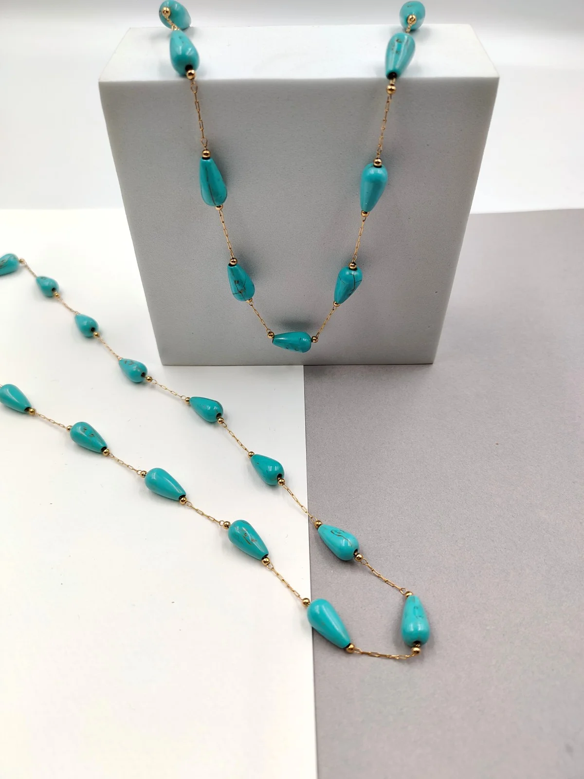 Stainless Steel Rosary Necklace with Howlite by Magis Handmade Jewels – view 2