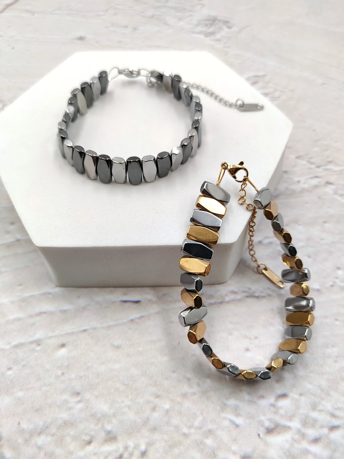 Two-Tone Bracelet with Hematite by Magis Handmade Jewels – view 5