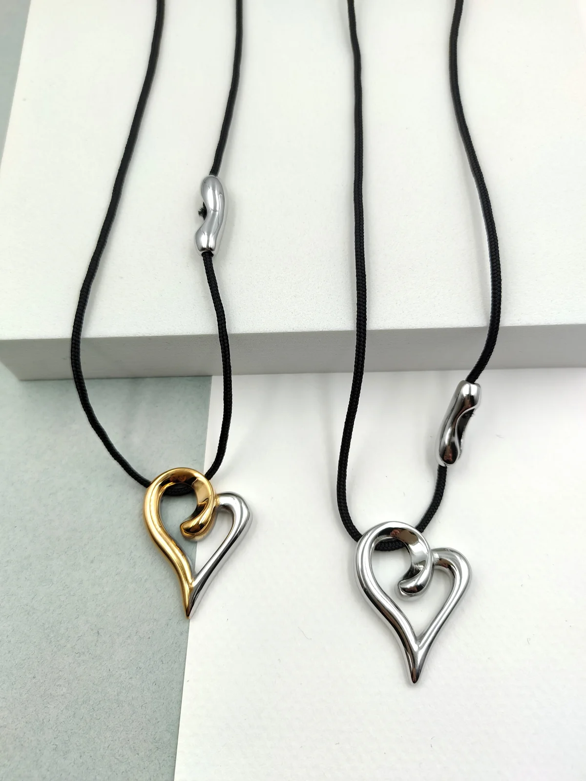 Necklace with Cord and Stainless Steel Heart by Magis Handmade Jewels – view 4