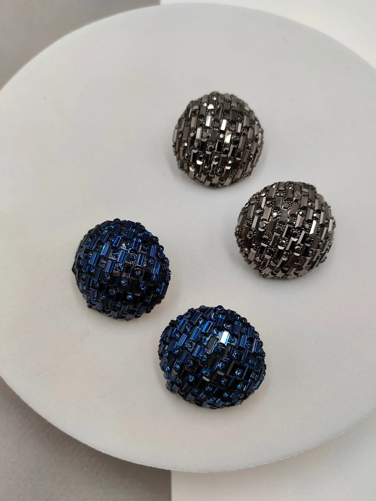 Round Earrings with Marcasite and Crystals by Magis Handmade Jewels – view 2