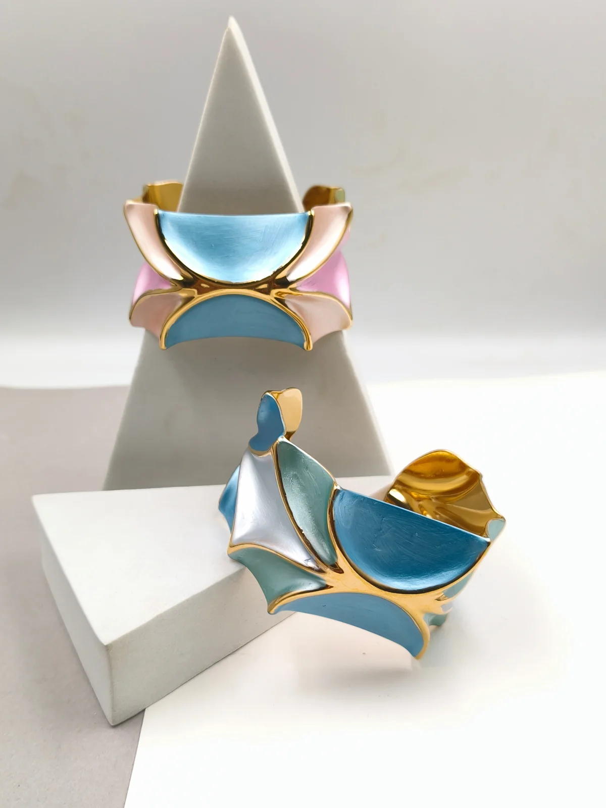 Stainless Steel Embossed Bracelet with Enamel #823196