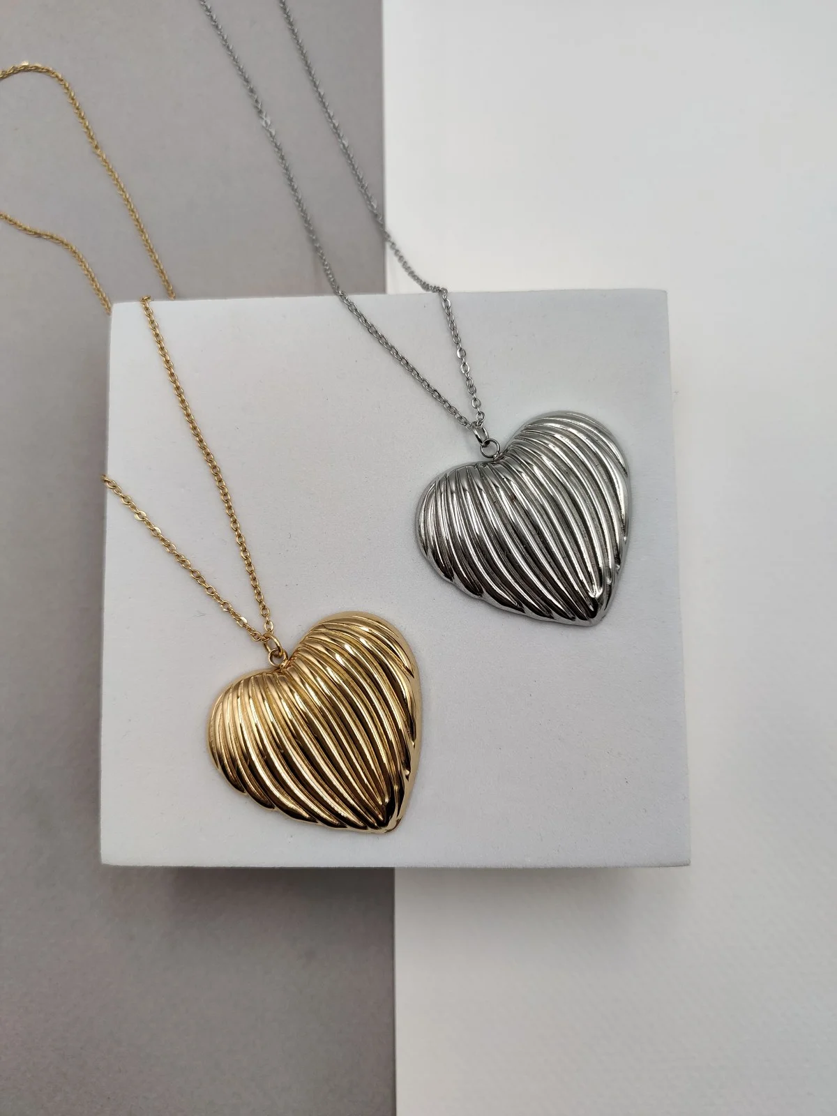 Stainless Steel Necklace with Large Heart by Magis Handmade Jewels – view 2