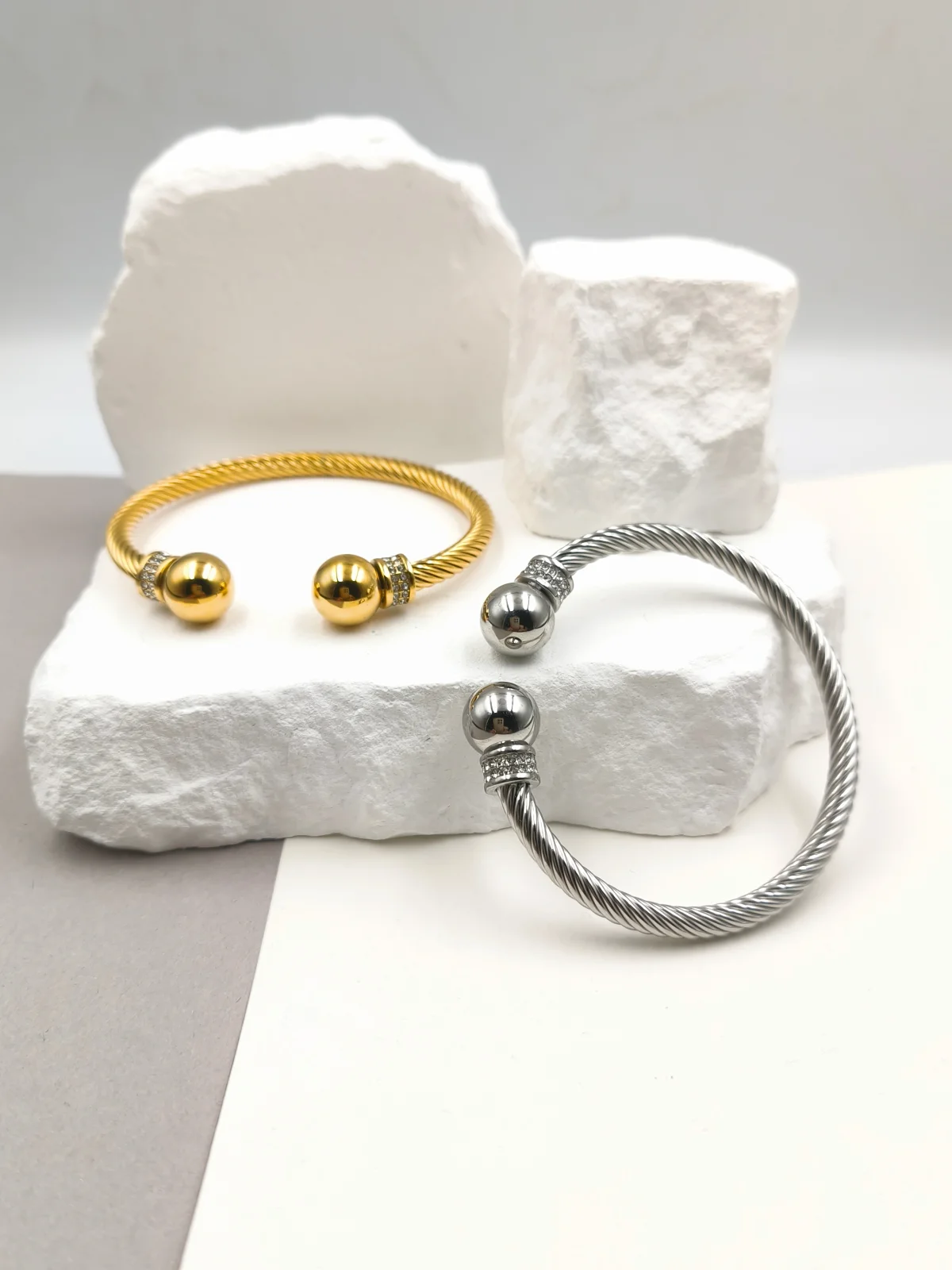 Stainless Steel Bracelet with Zircon by Magis Handmade Jewels – view 2