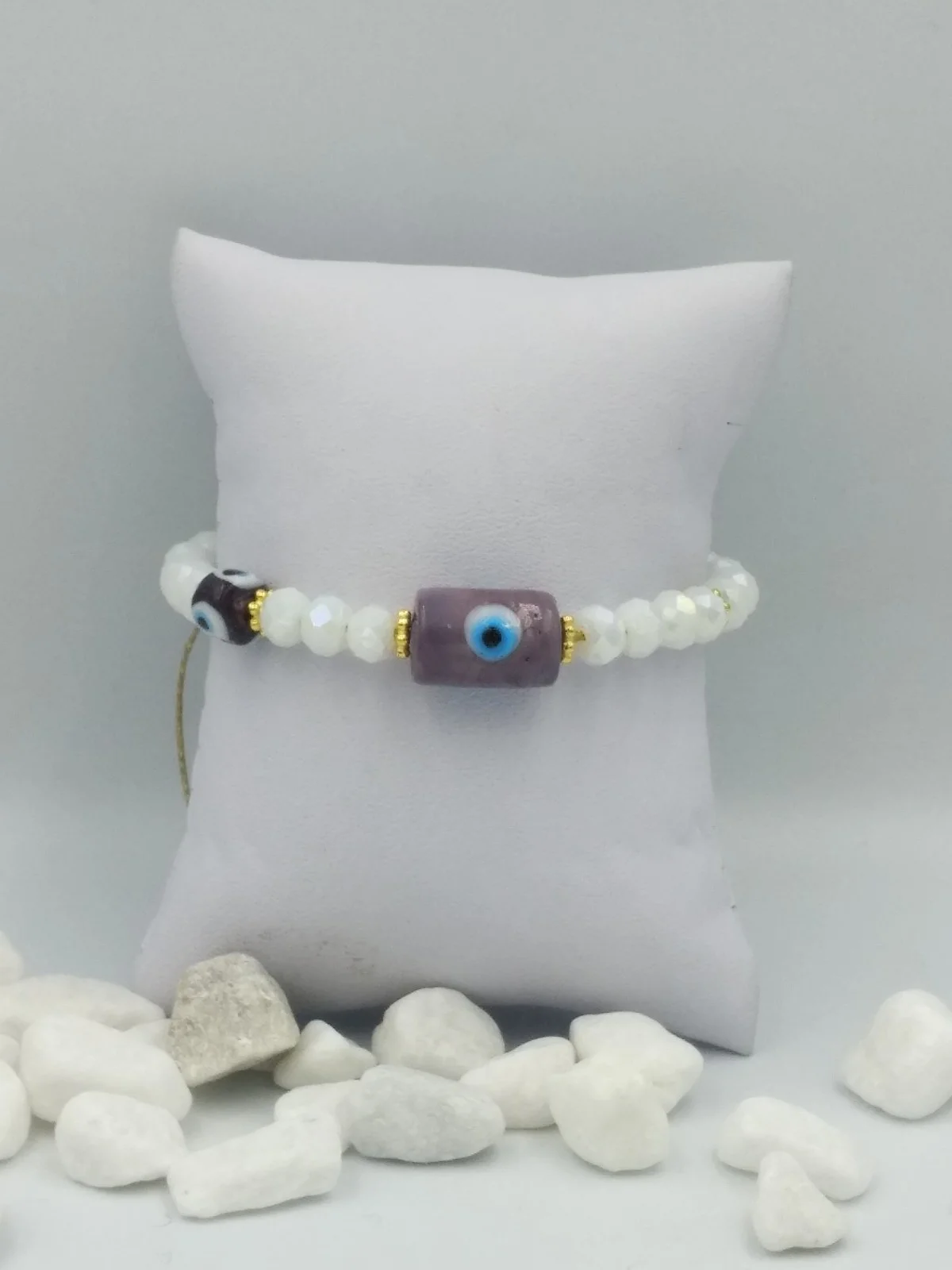 Bracelet with Crystals and Evil Eyes by Magis Handmade Jewels – view 2