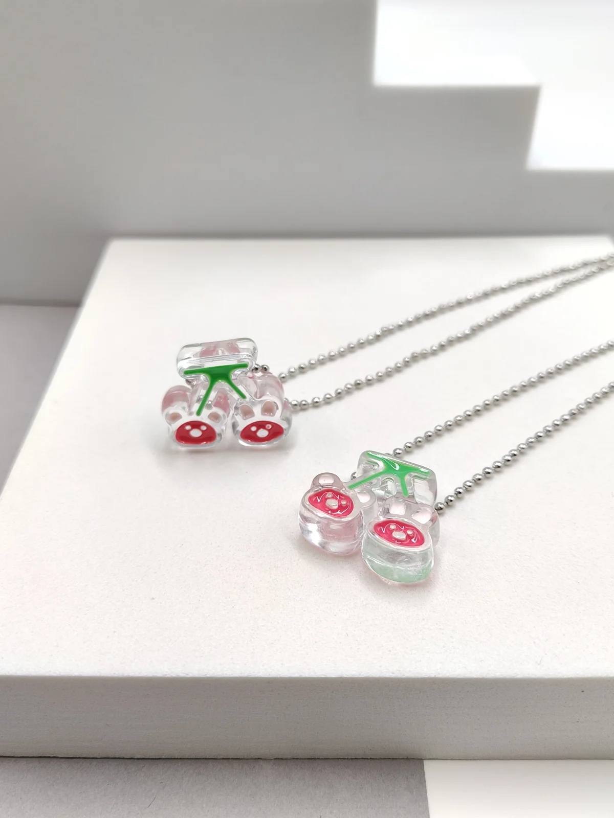 Long Necklace with Acrylic Cherries by Magis Handmade Jewels – view 3