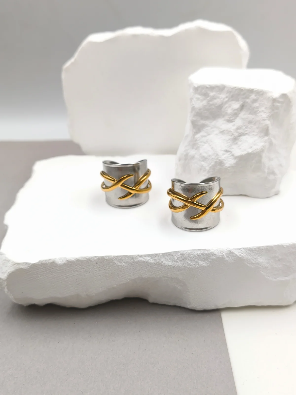 Stainless Steel Double Two-Tone Ring by Magis Handmade Jewels – view 2