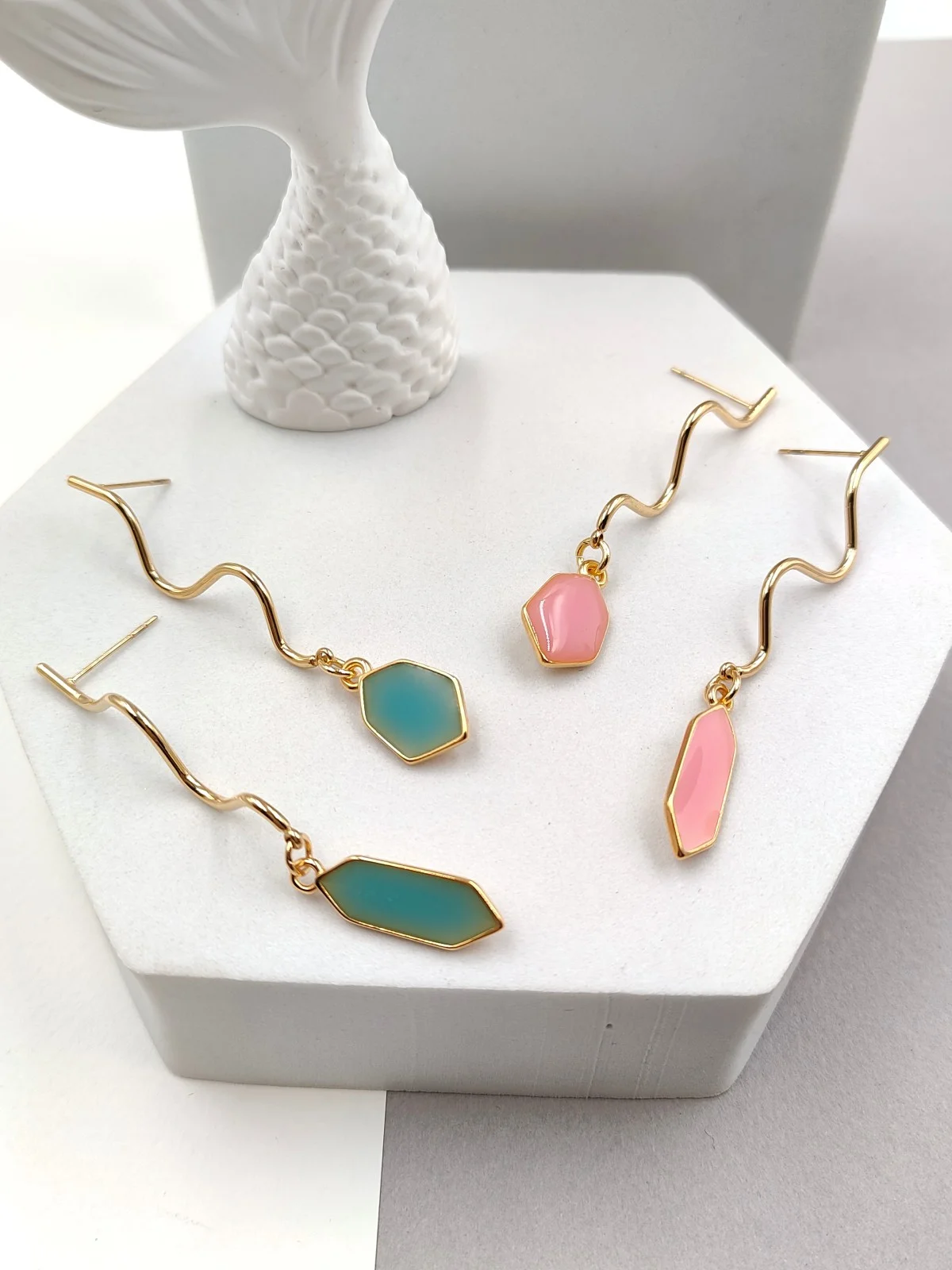 Stainless Steel Earrings with Enamel by Magis Handmade Jewels – view 3