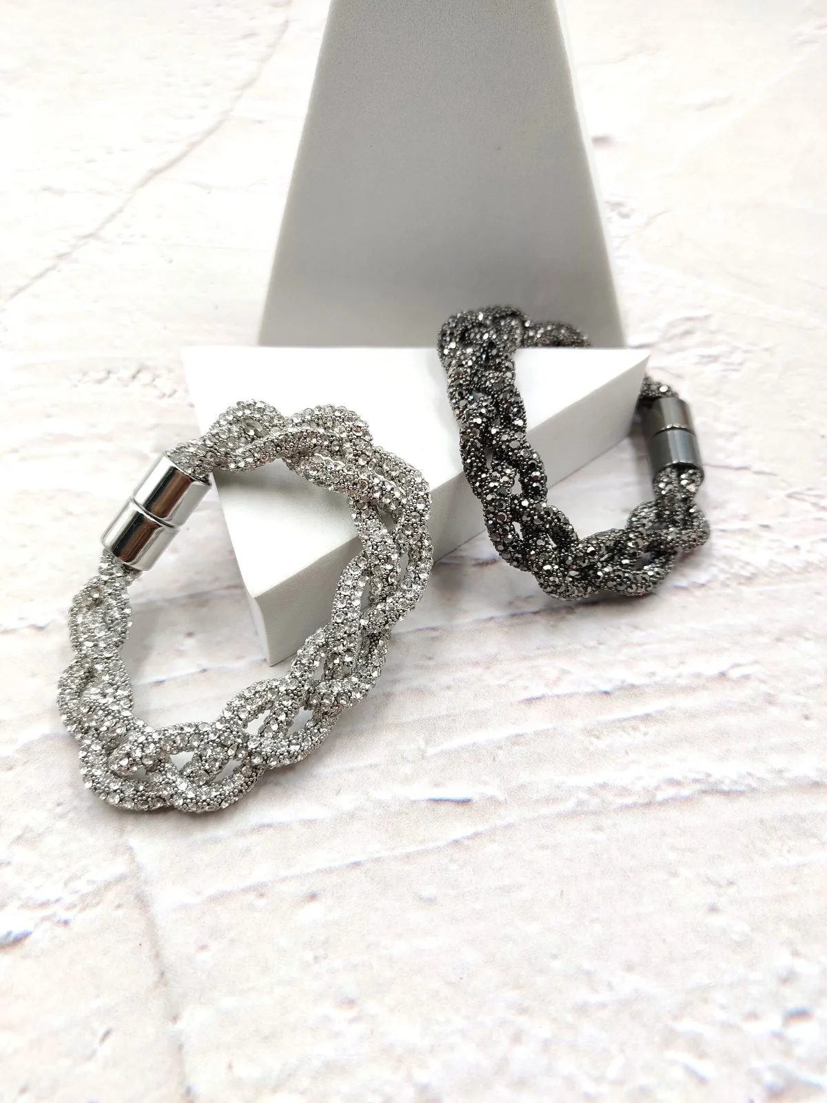 Braid Bracelet with Rhinestones and Crystals by Magis Handmade Jewels – view 2