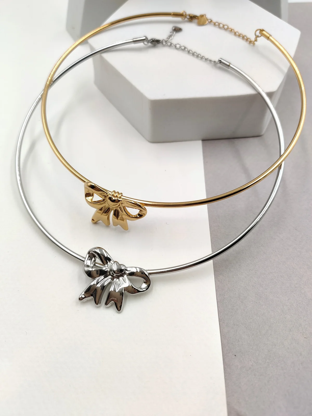 Stainless Steel Choker Necklace with Bow by Magis Handmade Jewels – view 2