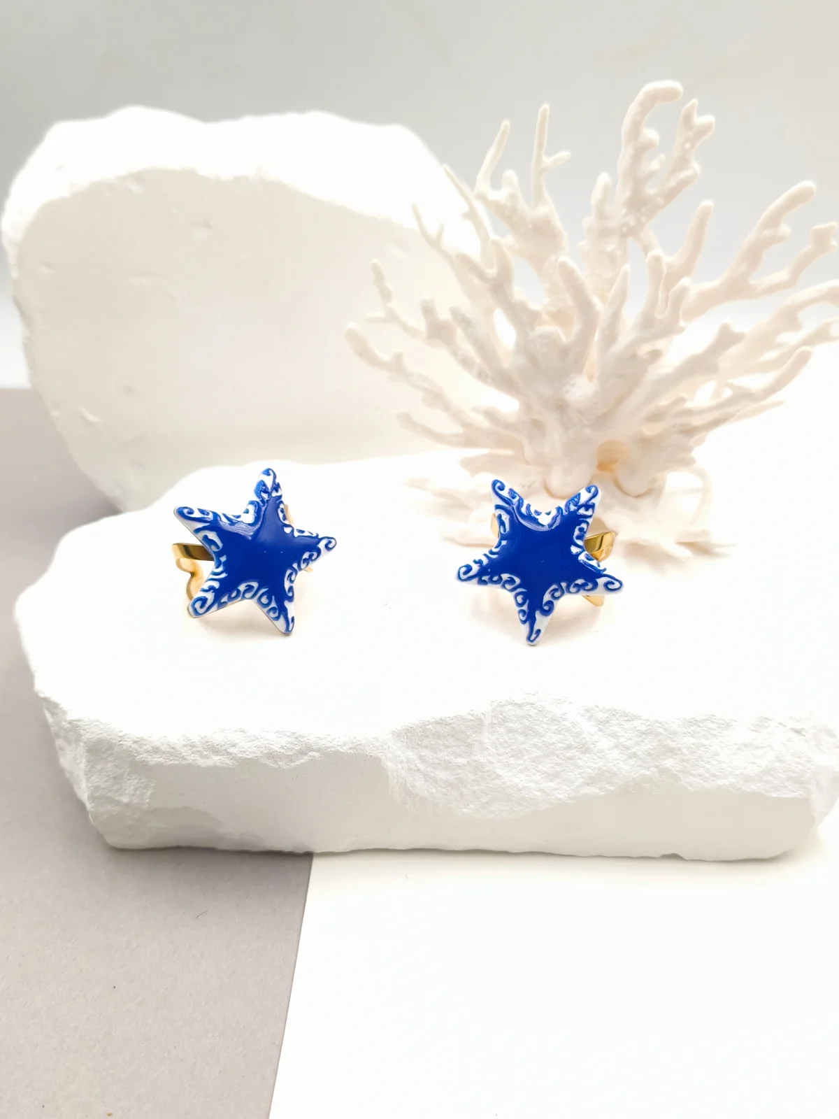 Stainless Steel Starfish Ring with Enamel by Magis Handmade Jewels – view 2