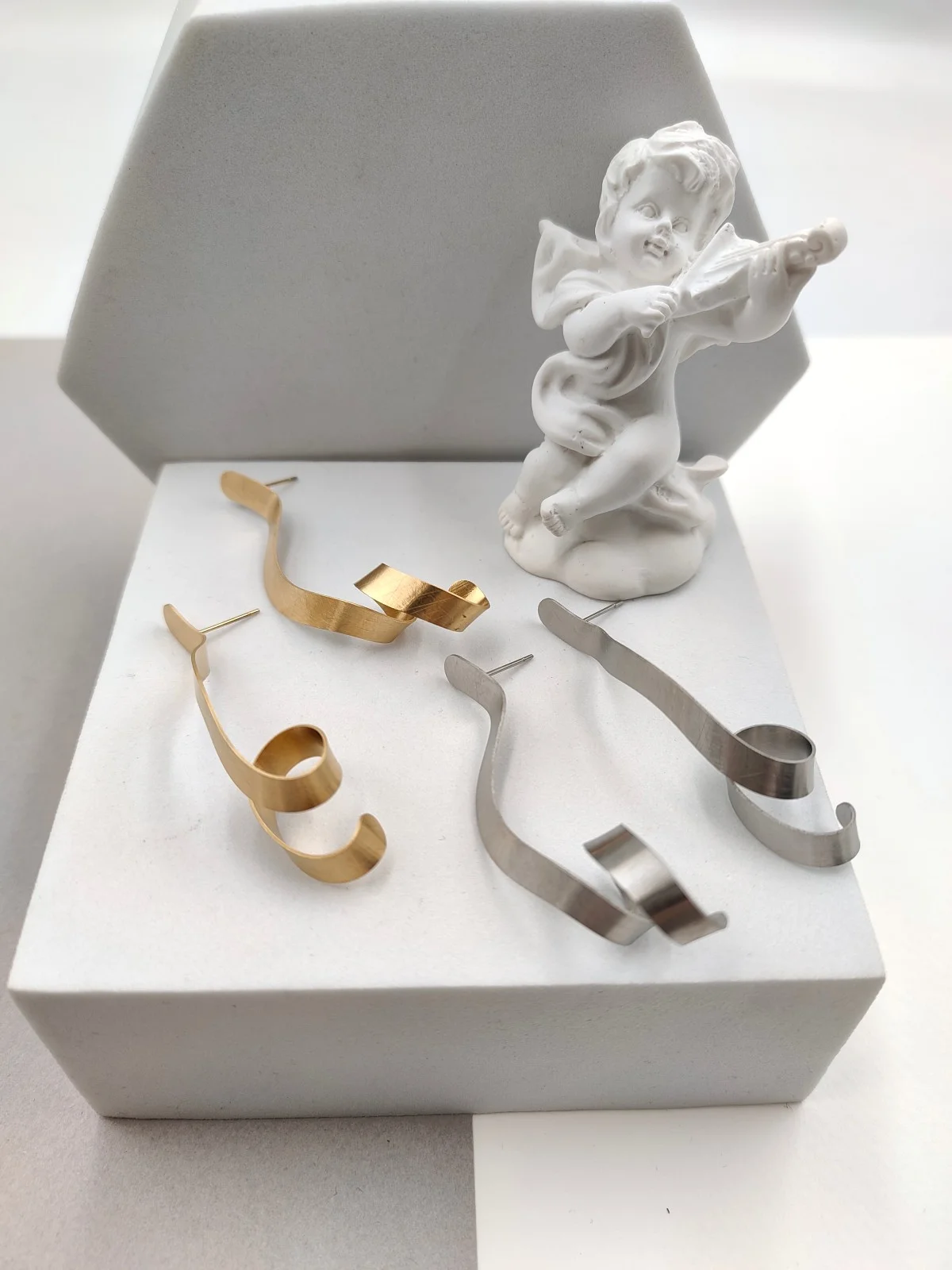 Stainless Steel Earrings with Twisted Design #641707