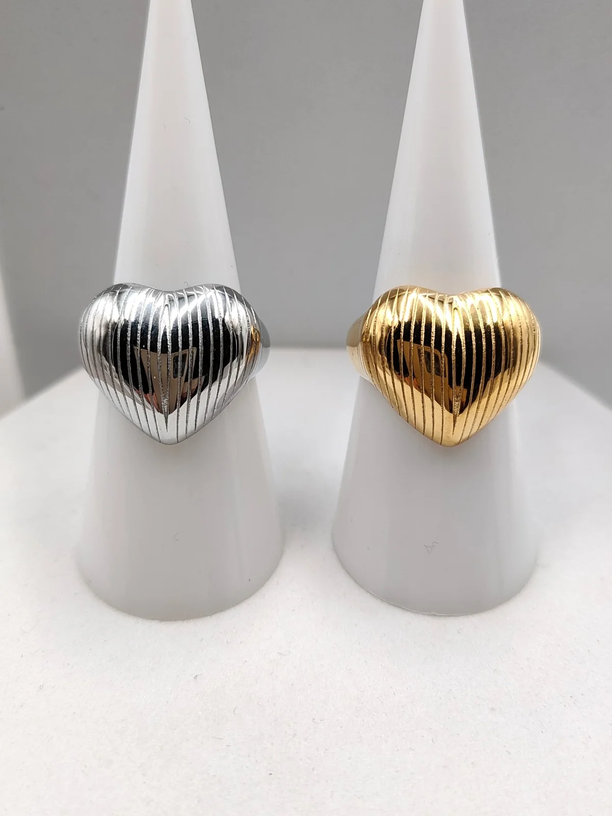 Stainless Steel Ring with Embossed Heart by Magis Handmade Jewels – view 3